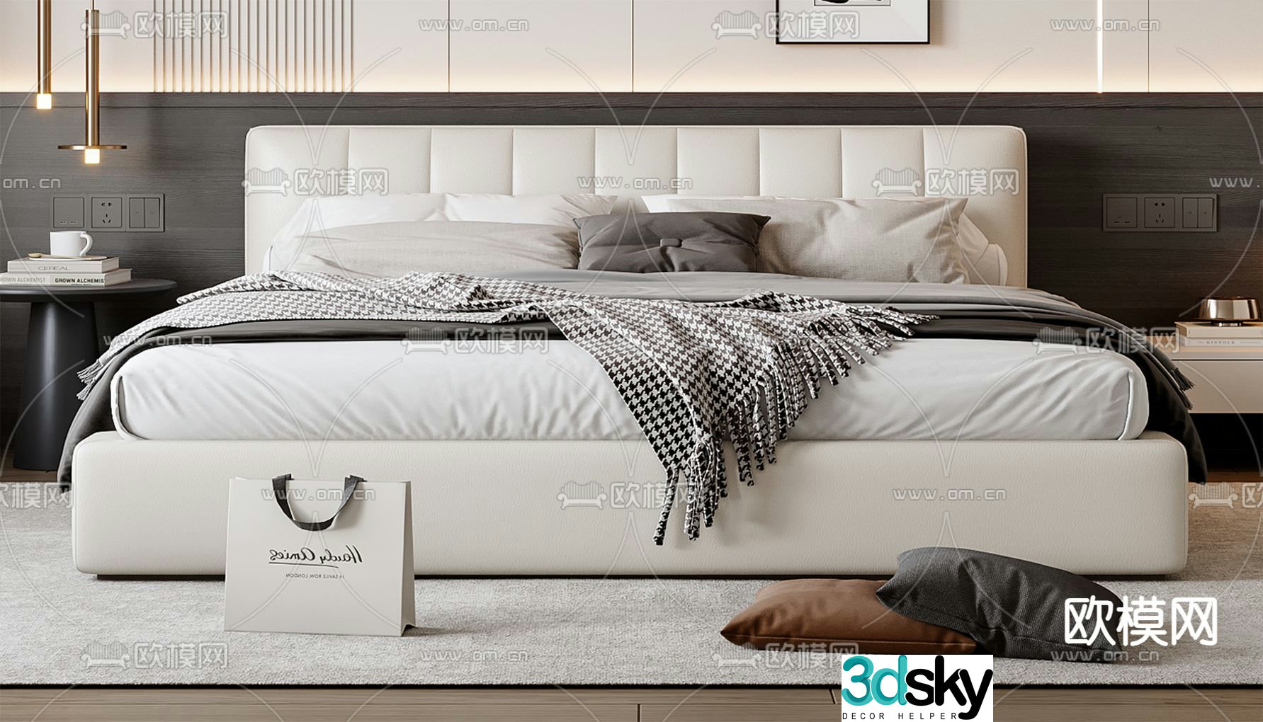 Italian double bed 3d model
