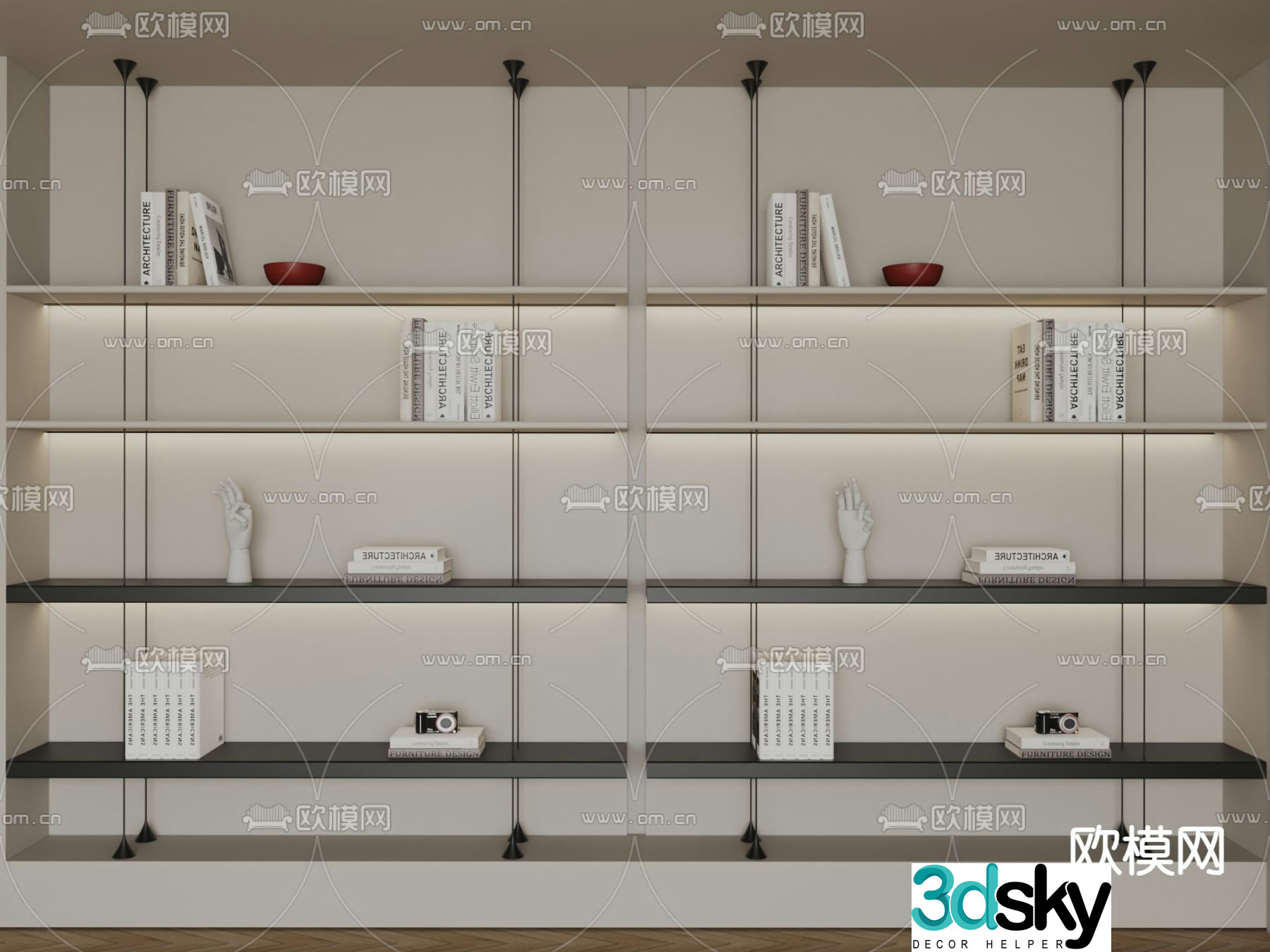 Modern bookshelf decorative rack 3d model