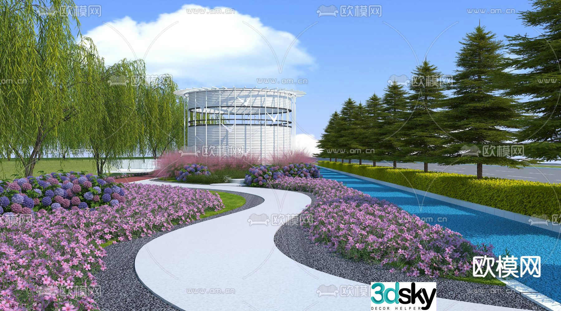 Modern garden park landscape 3d model