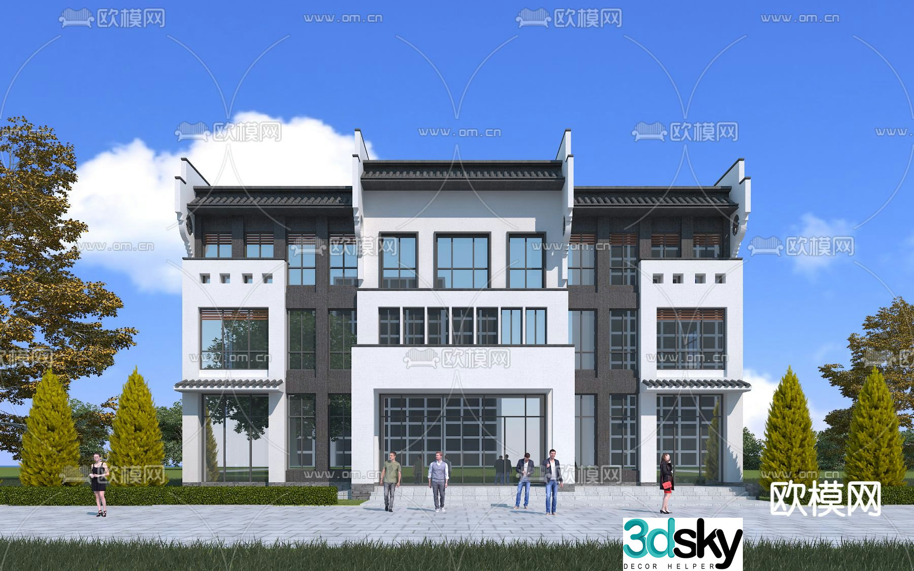 New Chinese style office building 3d model