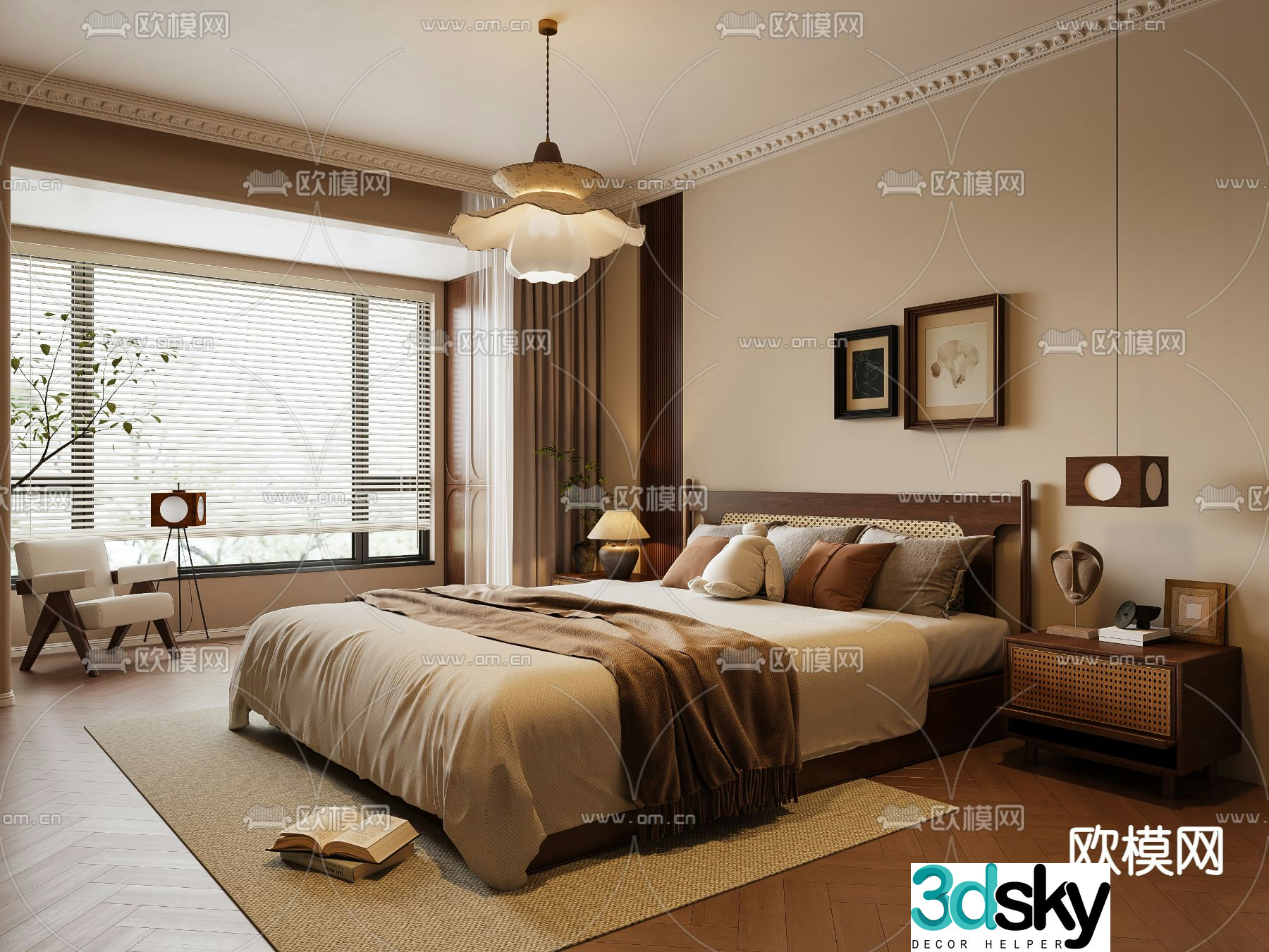 Middle style bedroom master bedroom 3D model
