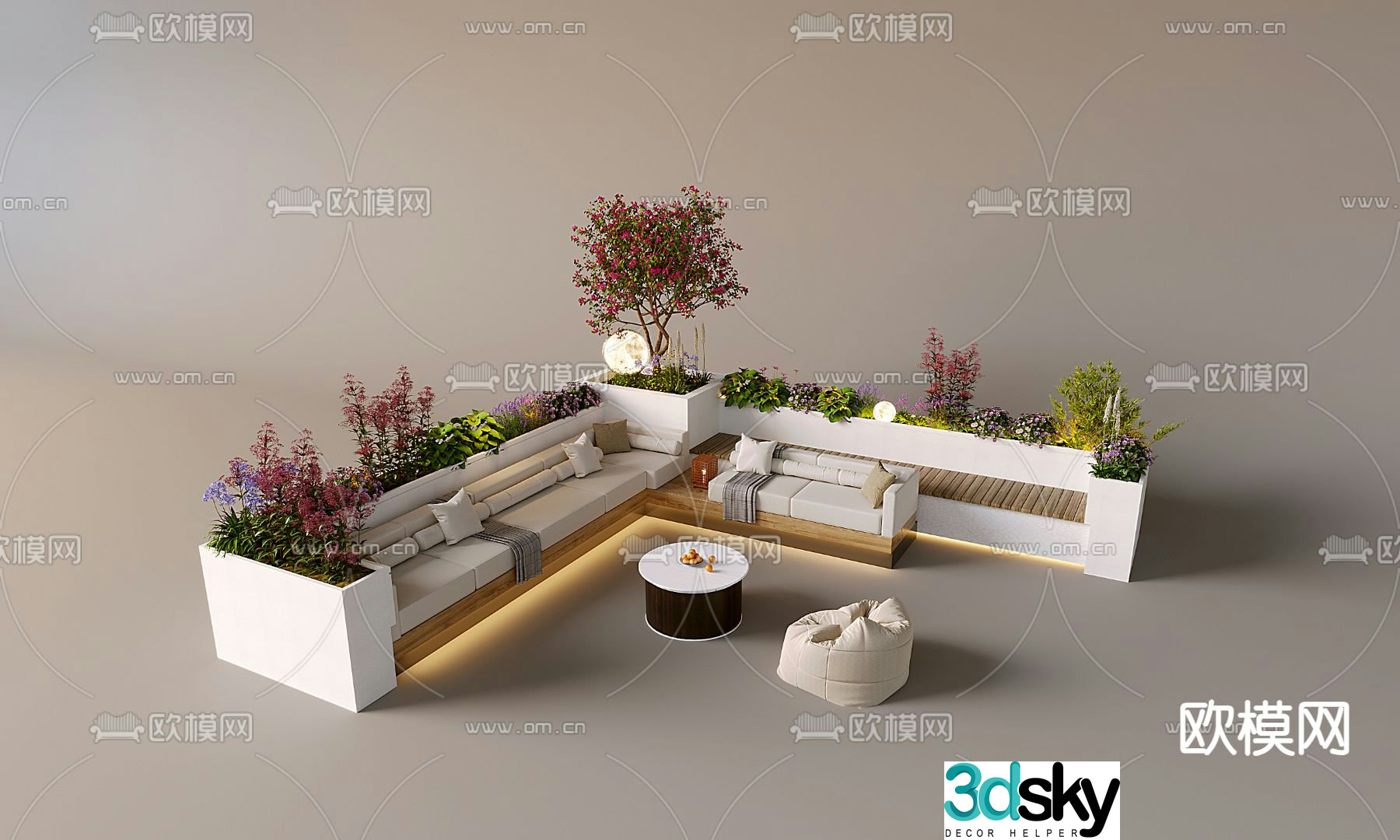 Courtyard seat patio sofa card seat sofa 3D model