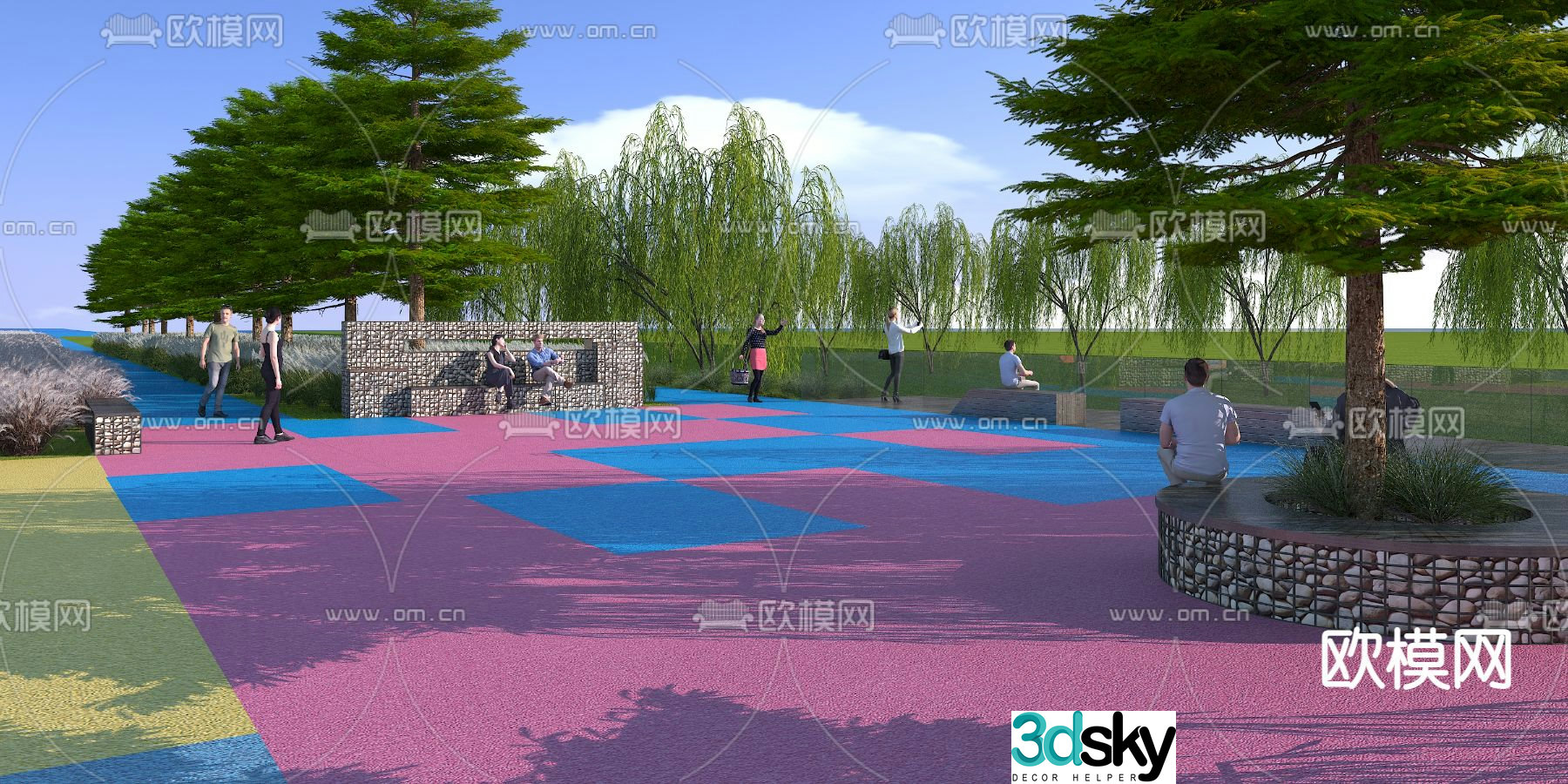 Garden landscape small square rest area 3D model