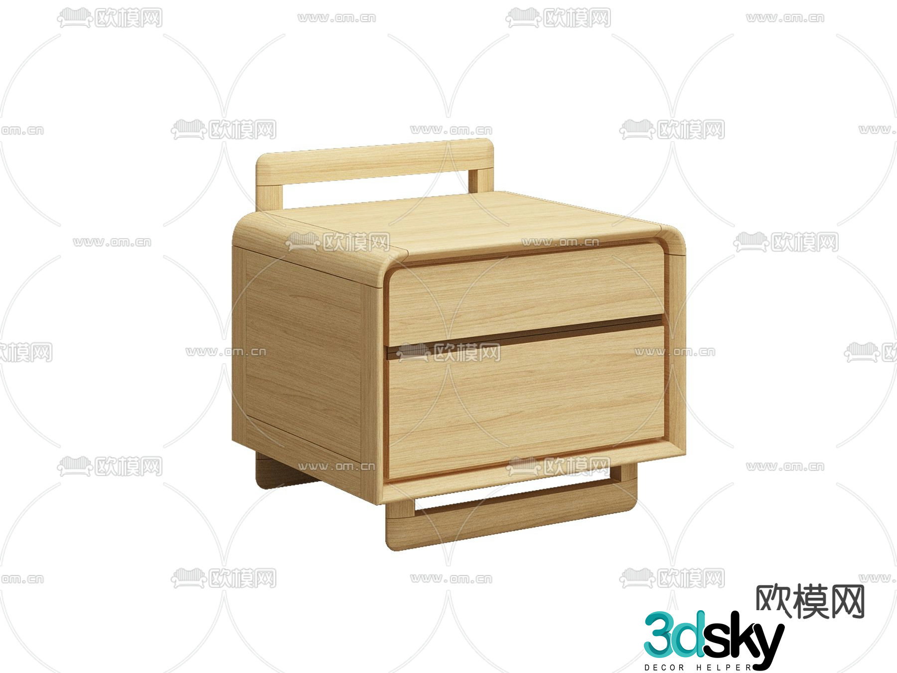 Japanese bedside table chest 3d model