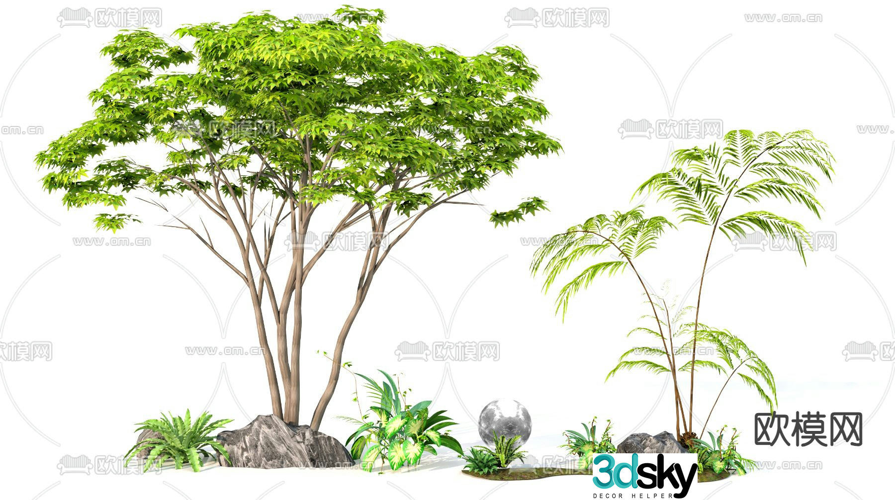 New Chinese style sketch landscape garden landscape 3D model