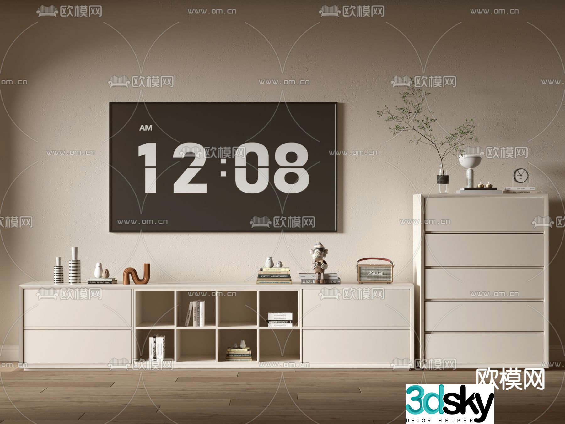 Cream style TV cabinet 3d model