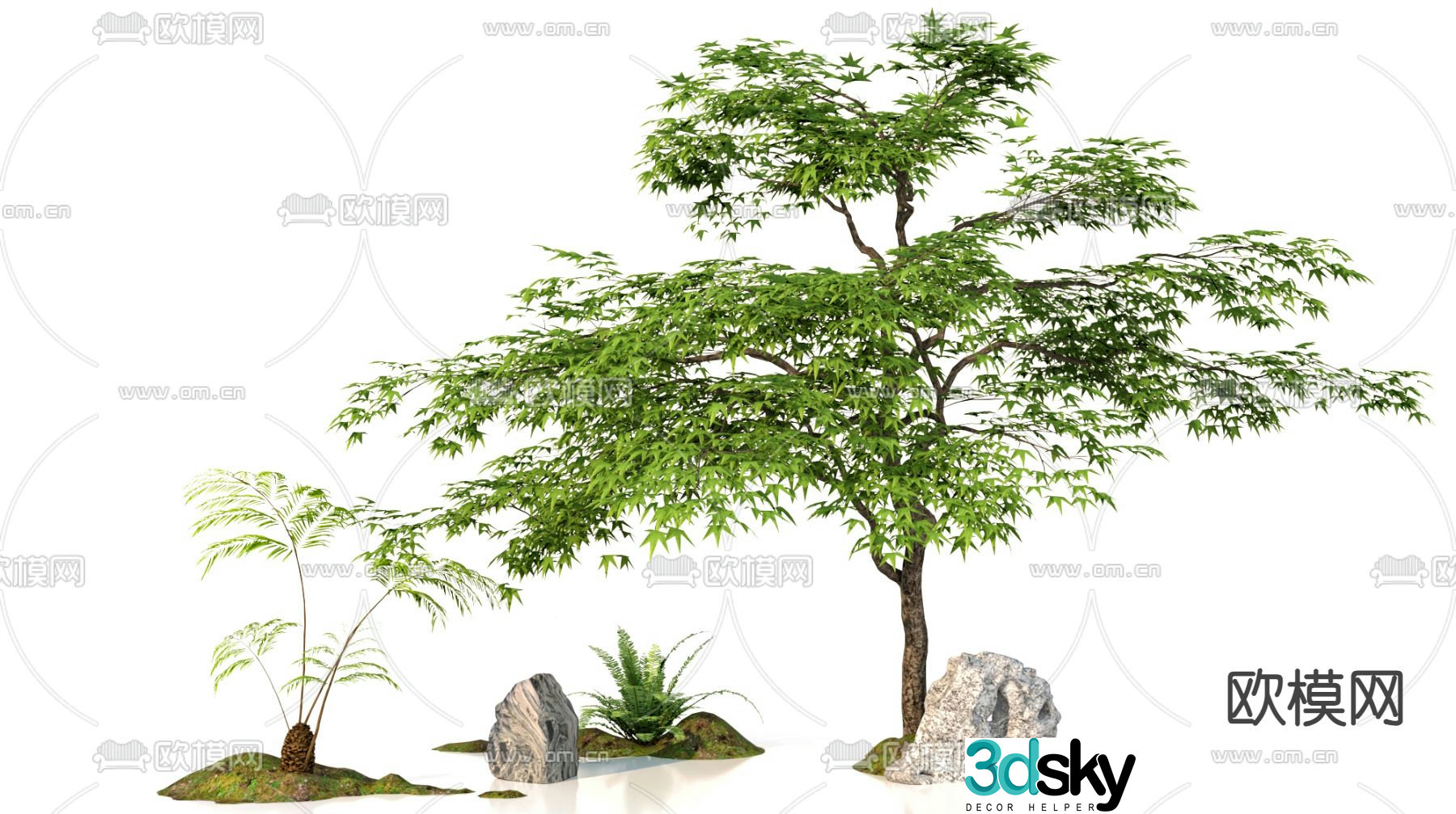 New Chinese style sketch landscape garden landscape 3D model