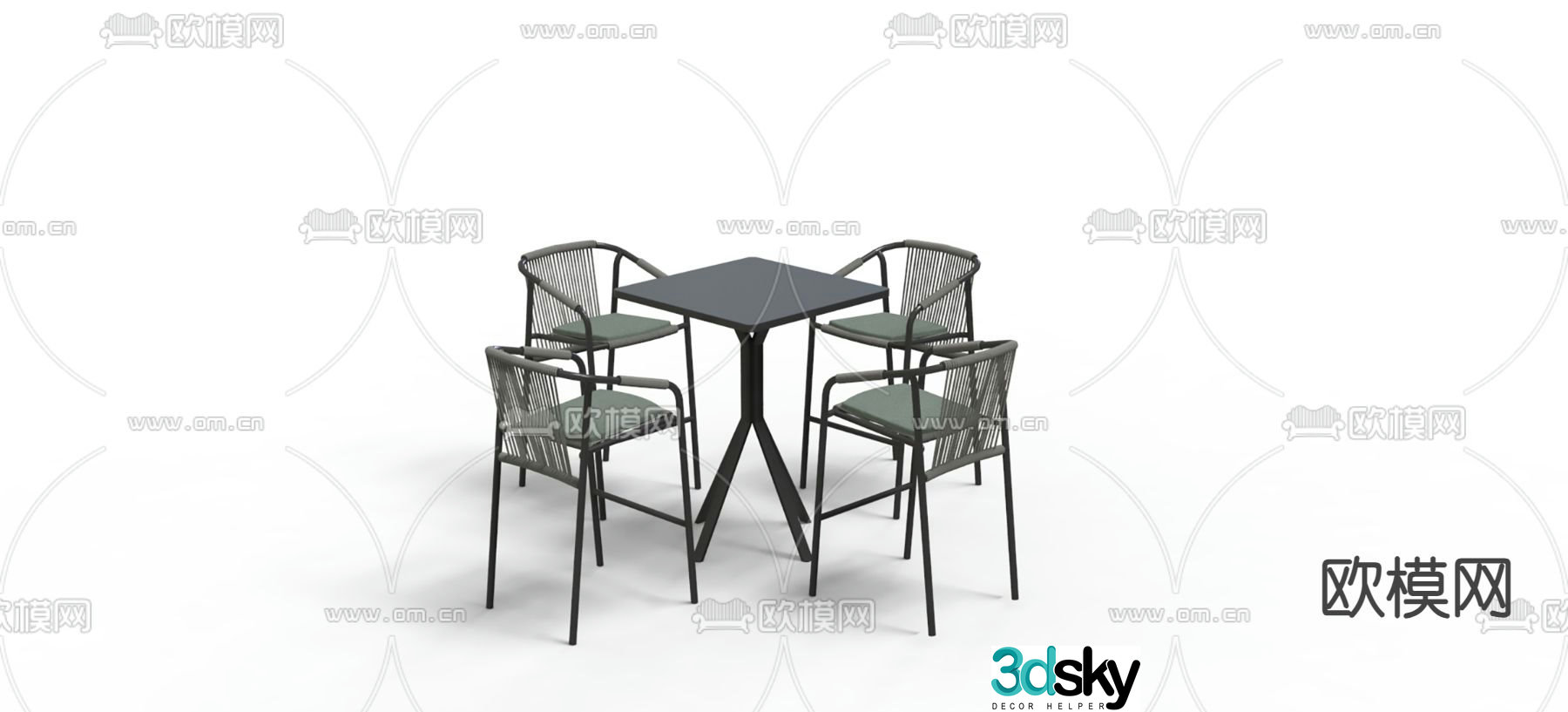 vita rattan bar chair bar stool high stool 3d model