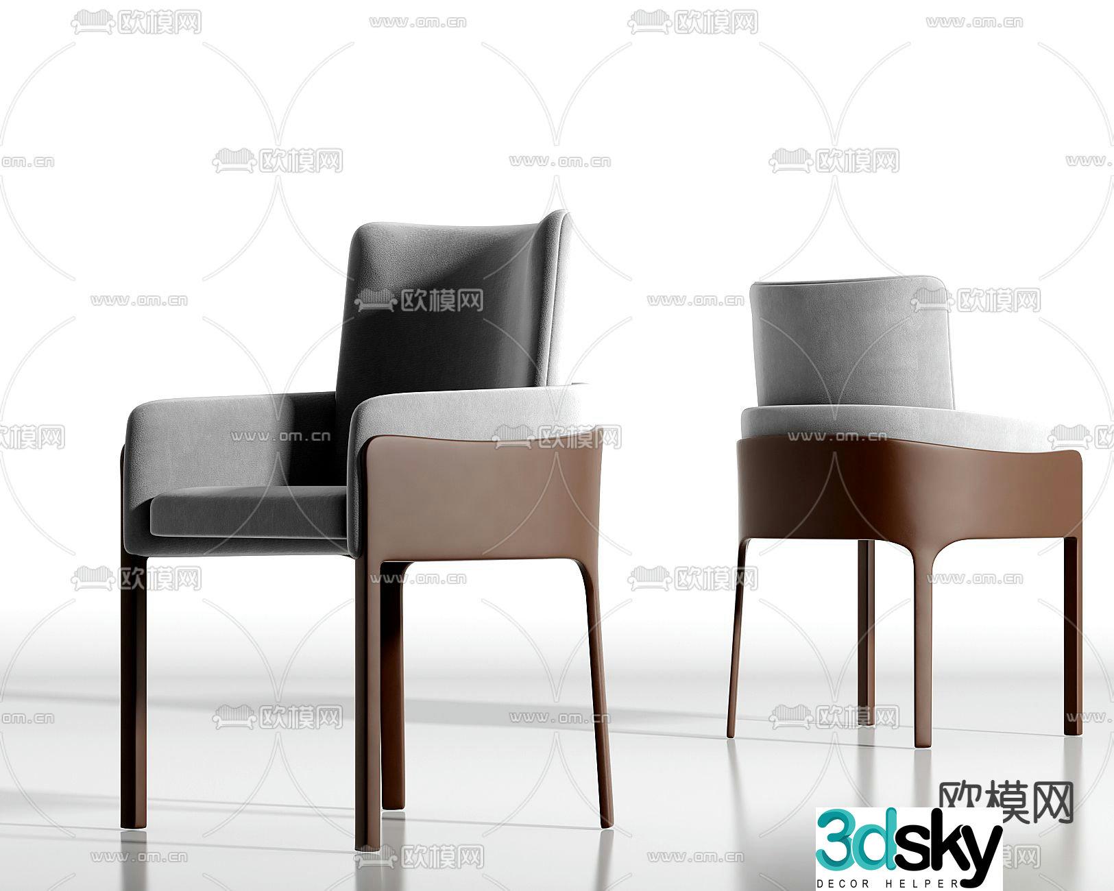 Light luxury chair dining chair 3d model