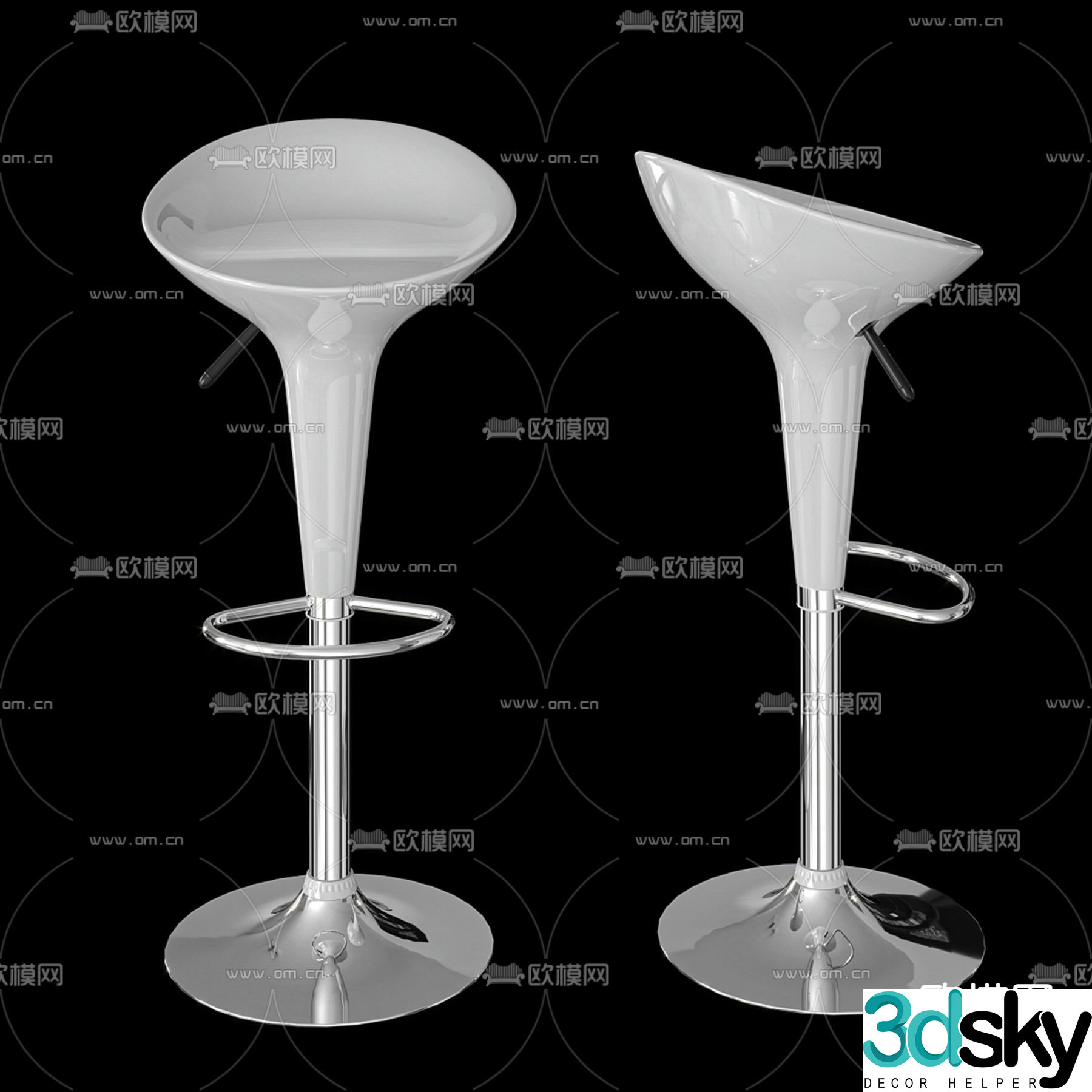 Modern bar stool bar stool high stool 3d model
