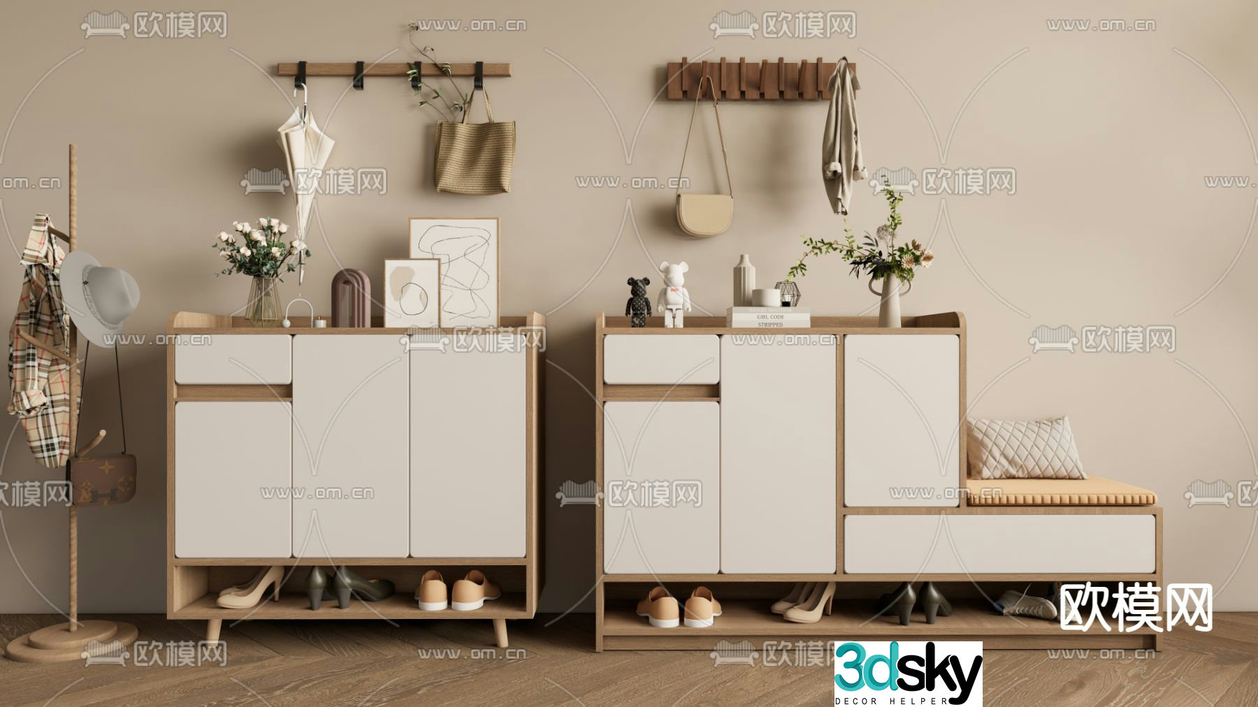 Modern porch shoe cabinet decorative cabinet 3d model