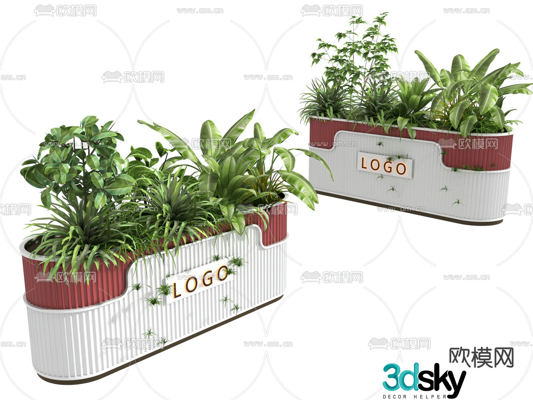 Outdoor flower box flower bed 3d model