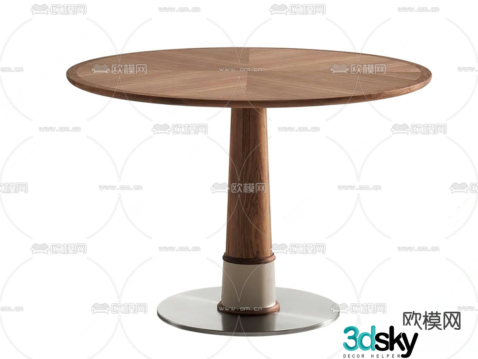 Kena round dining table solid wood dining table 3d model