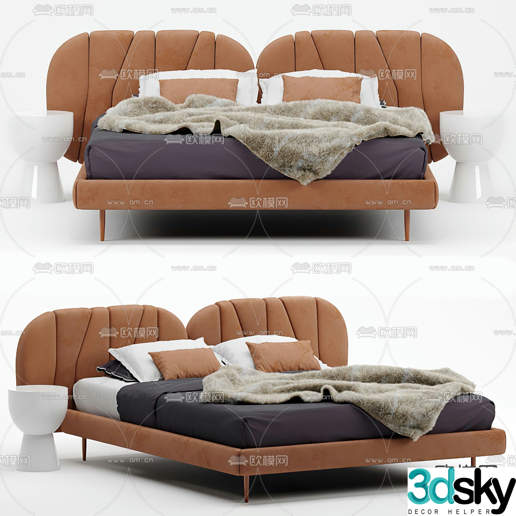 Italian double bed 3d model