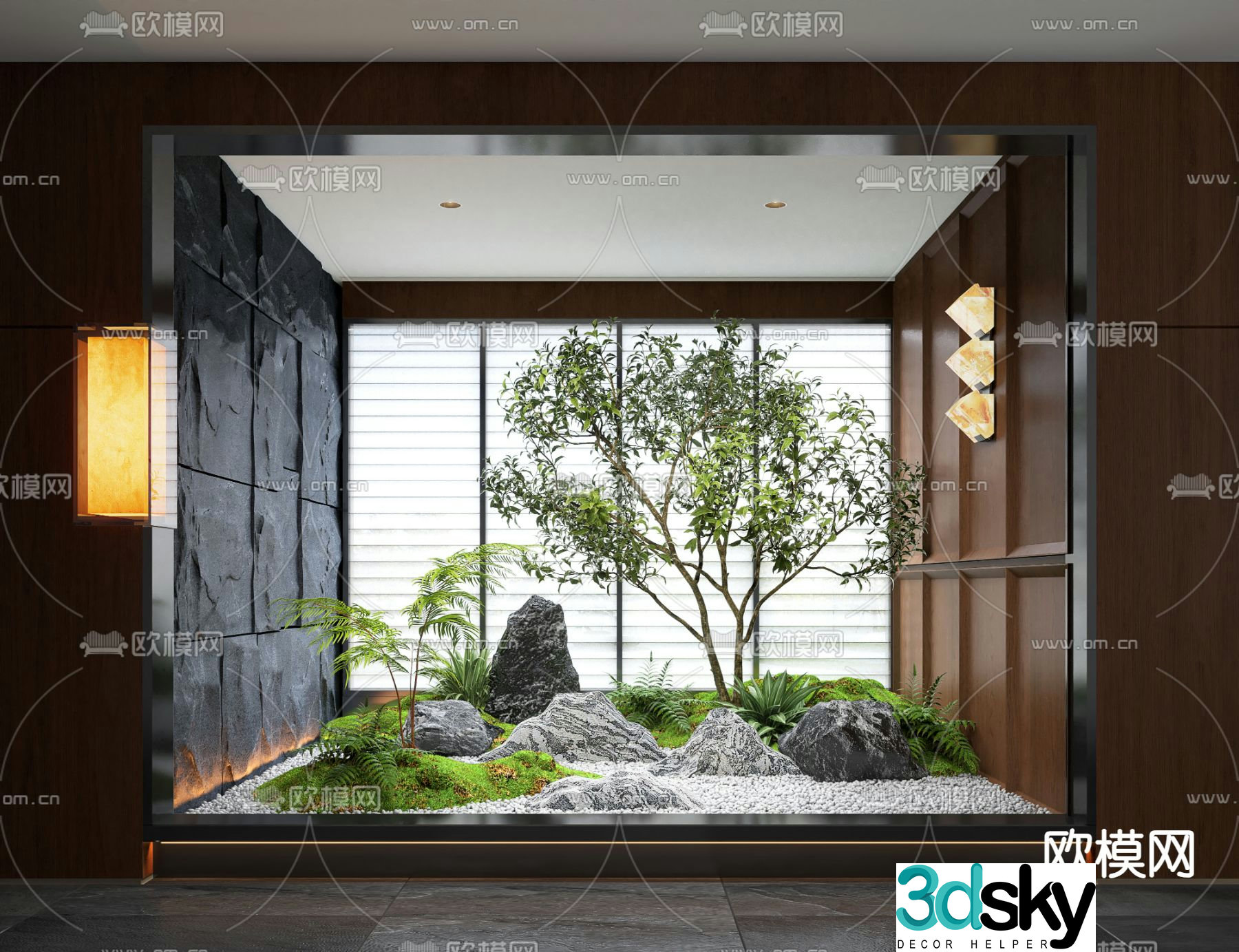 Indoor landscaping bryophytes 3d model