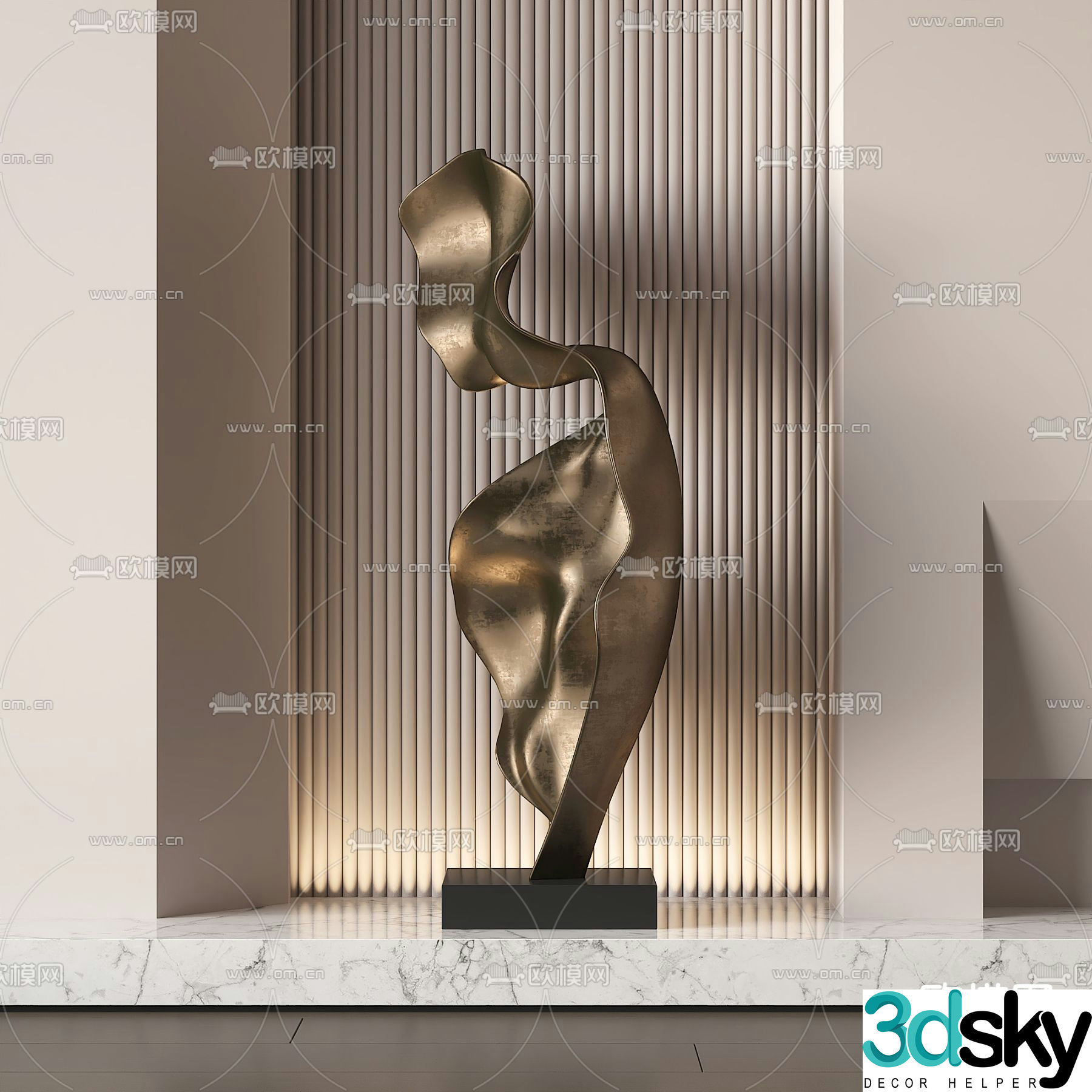Abstract sculpture metal ornament 3d model