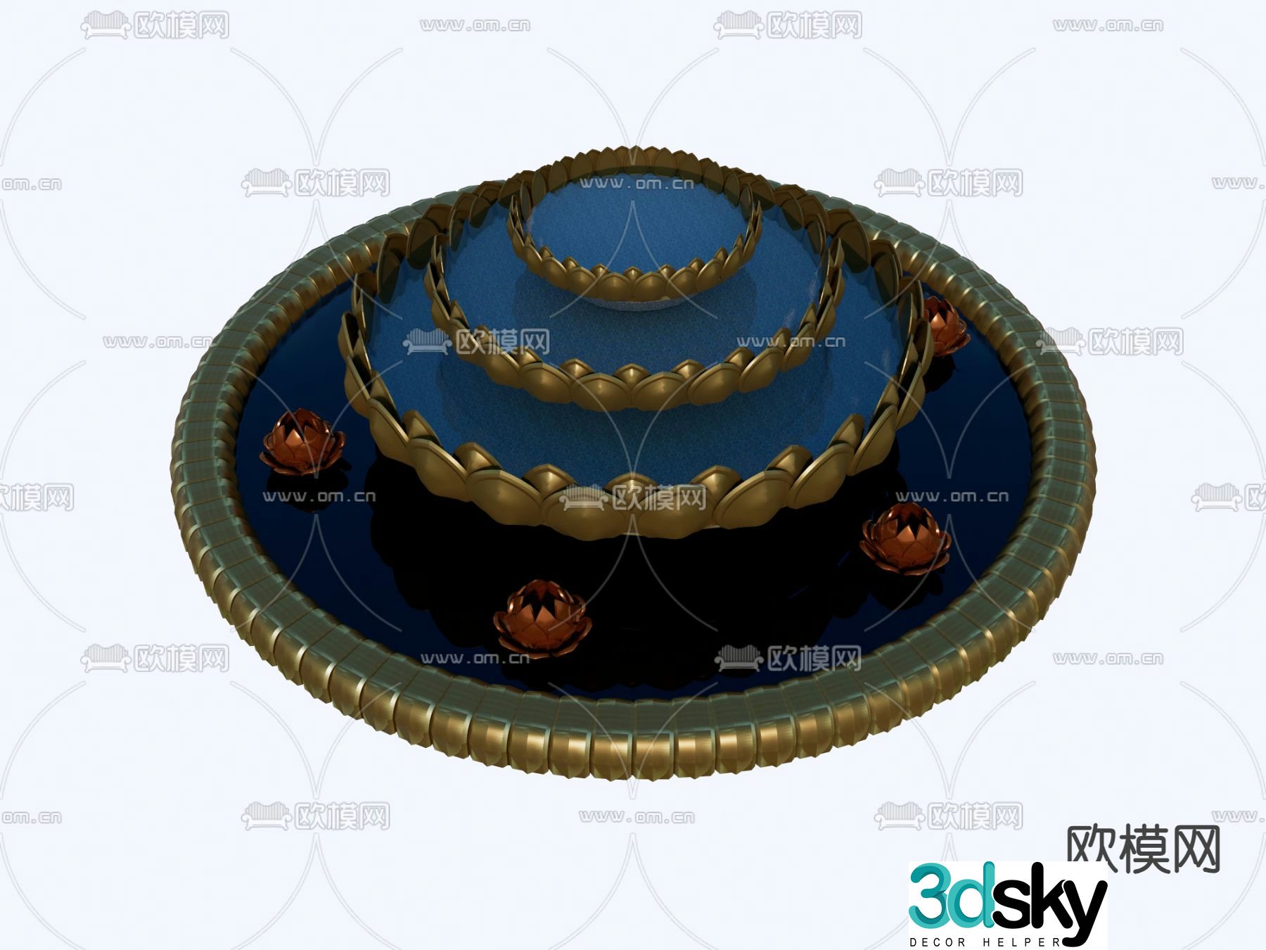 New Chinese style waterscape Lotus over water 3D model