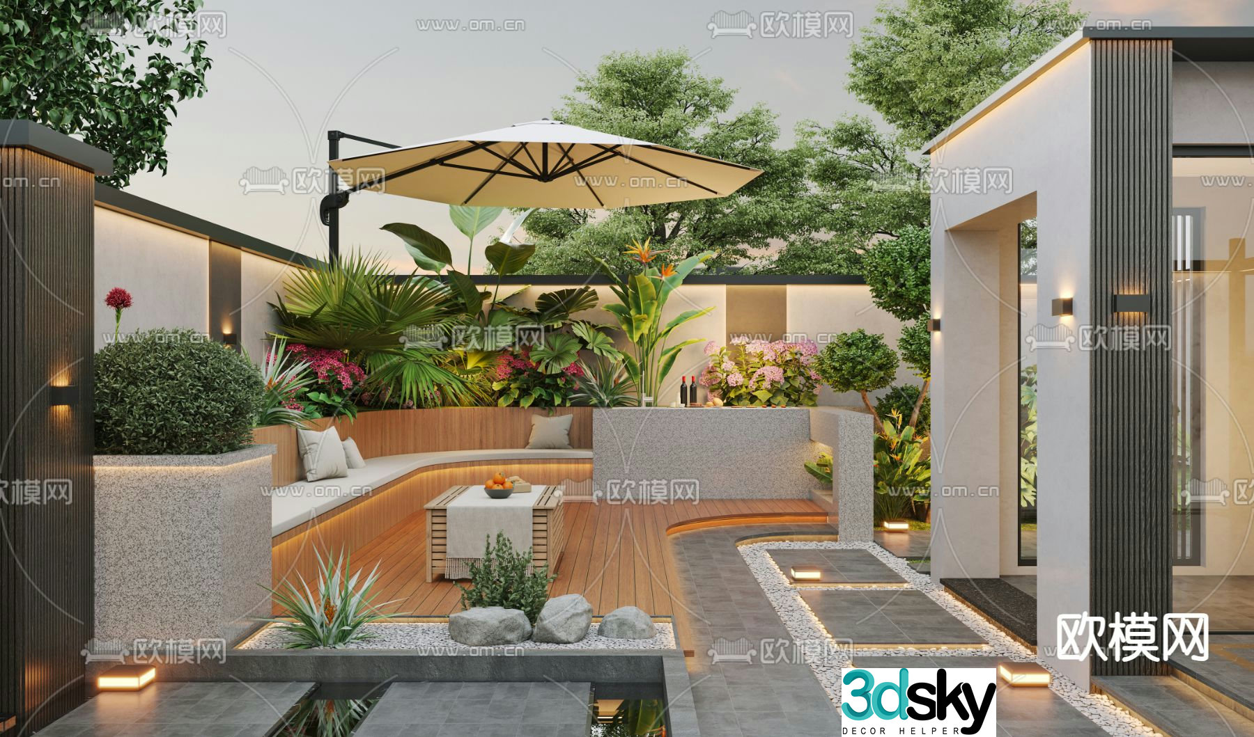Courtyard landscape garden 3d model