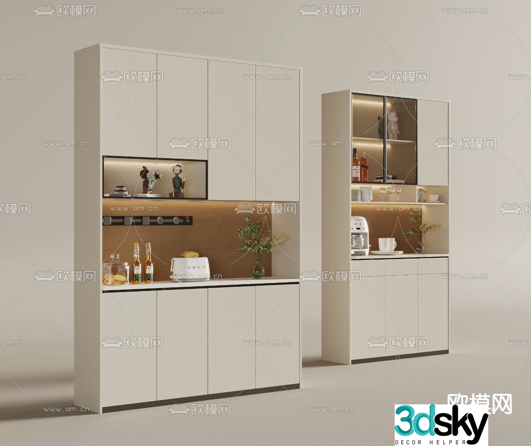 Modern wine cabinet sideboard 3D model