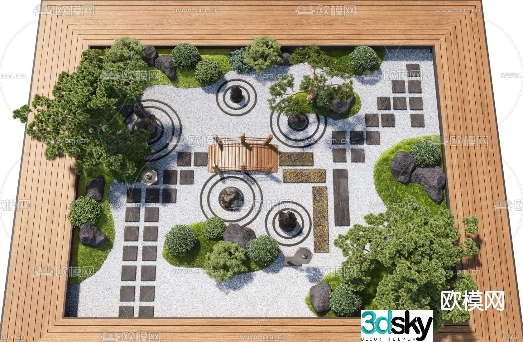 Courtyard landscape dry landscape 3d model