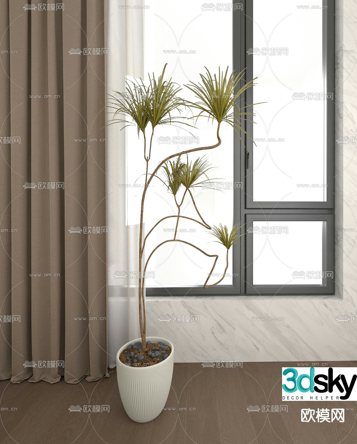 Plant pot Millennium wood 3d model