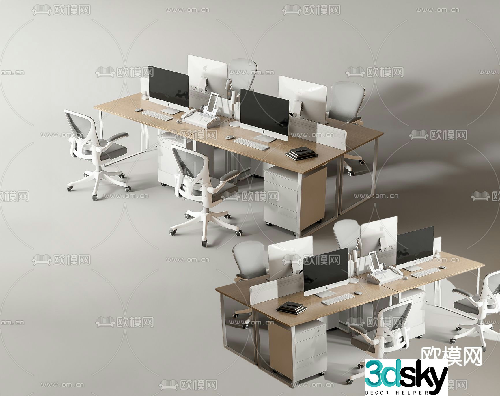 Office desk and chair employee desk 3d model