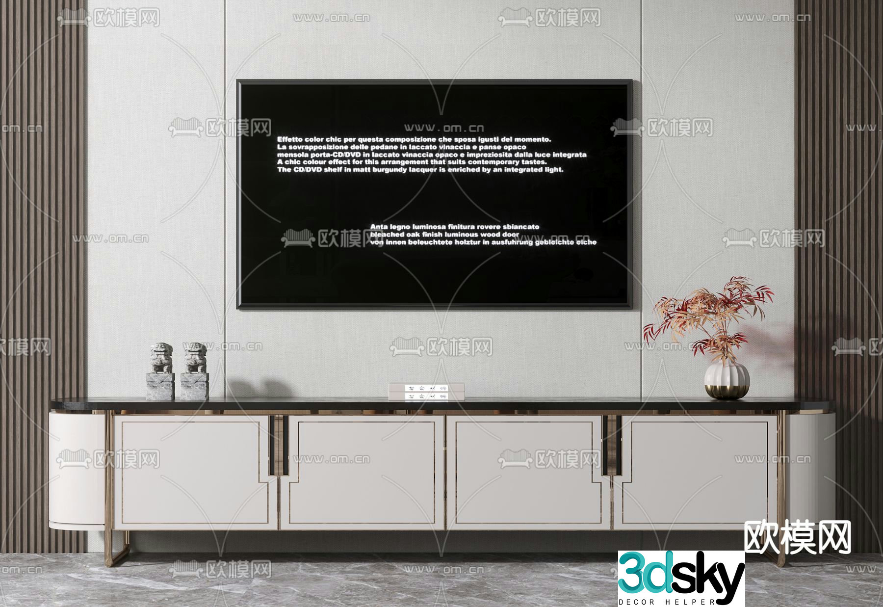 New Chinese TV cabinet side cabinet 3D model