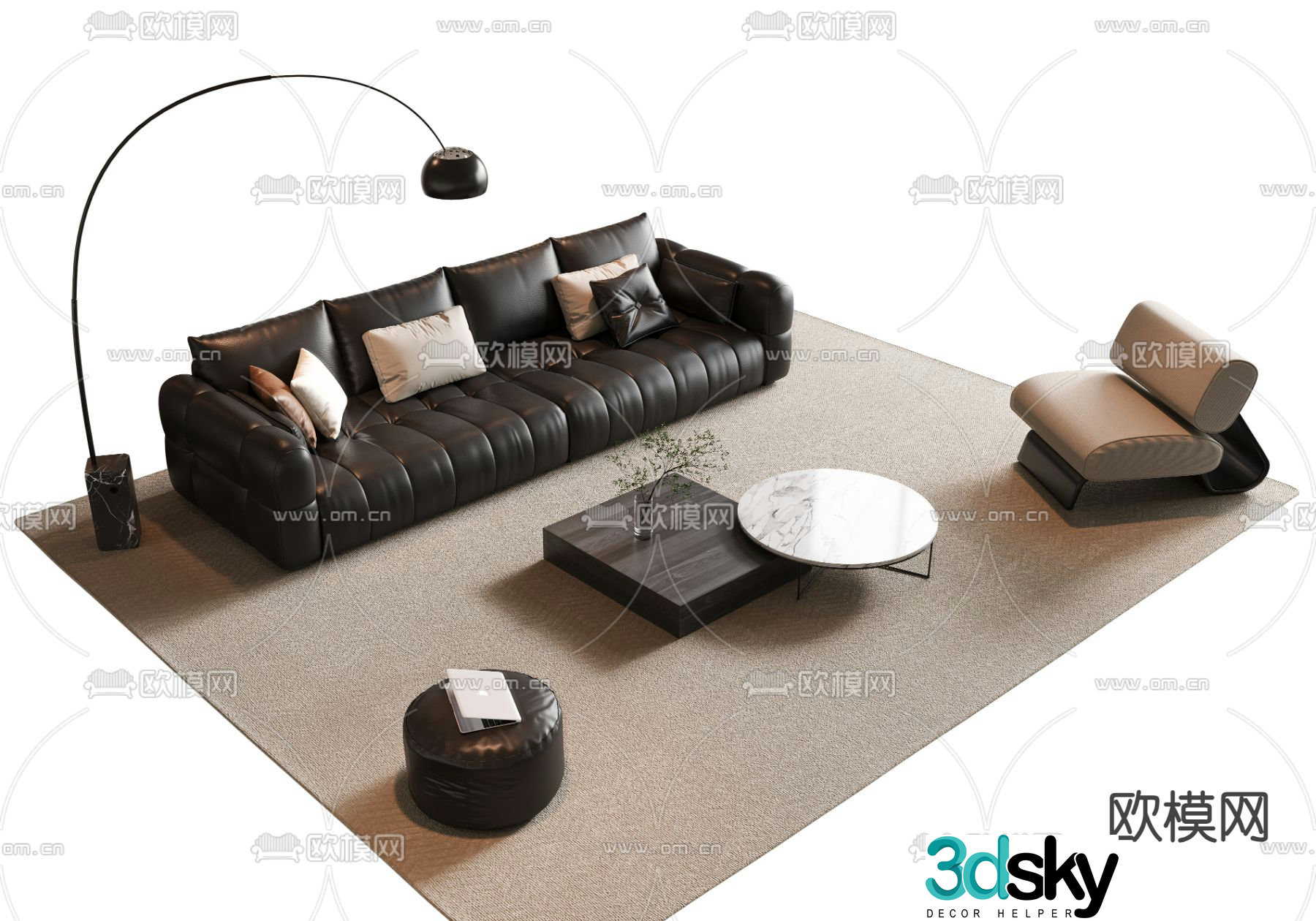 Modern sectional sofa 3d model