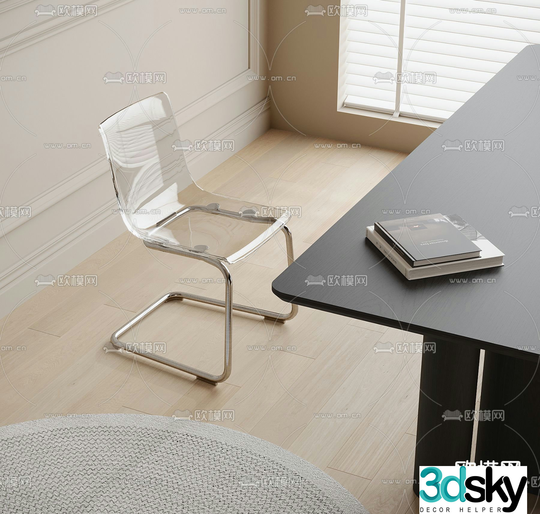 Modern chair acrylic dining chair single chair 3d model