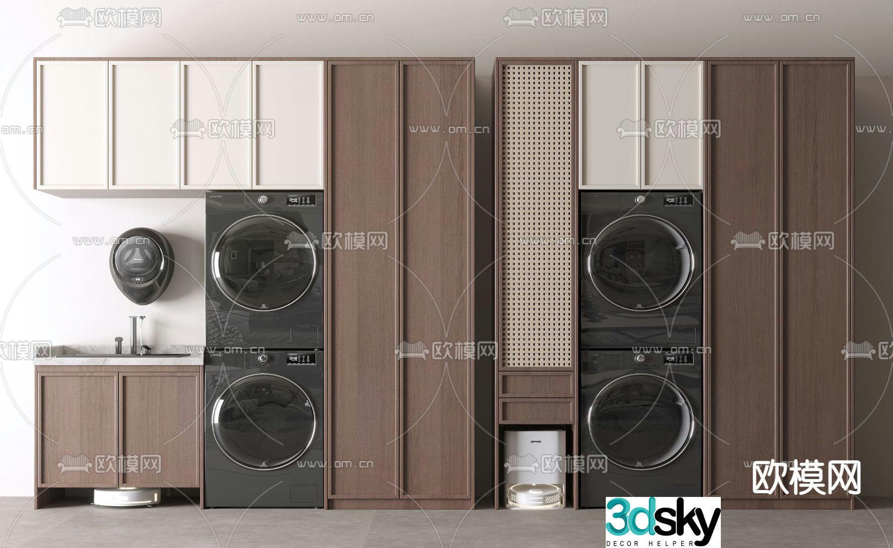 Middle-aged style washing cabinet 3D model