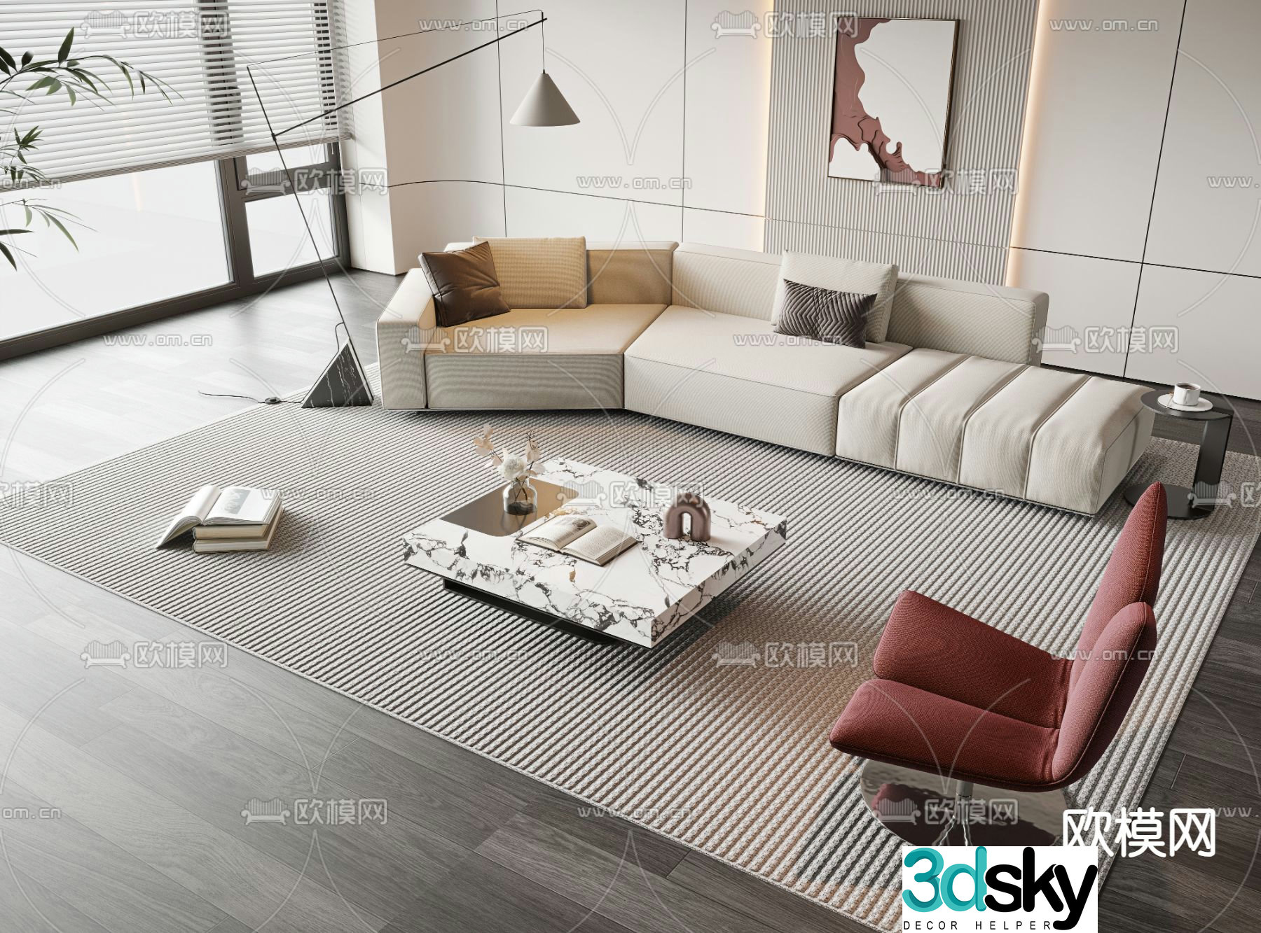 Modern sectional sofa 3d model