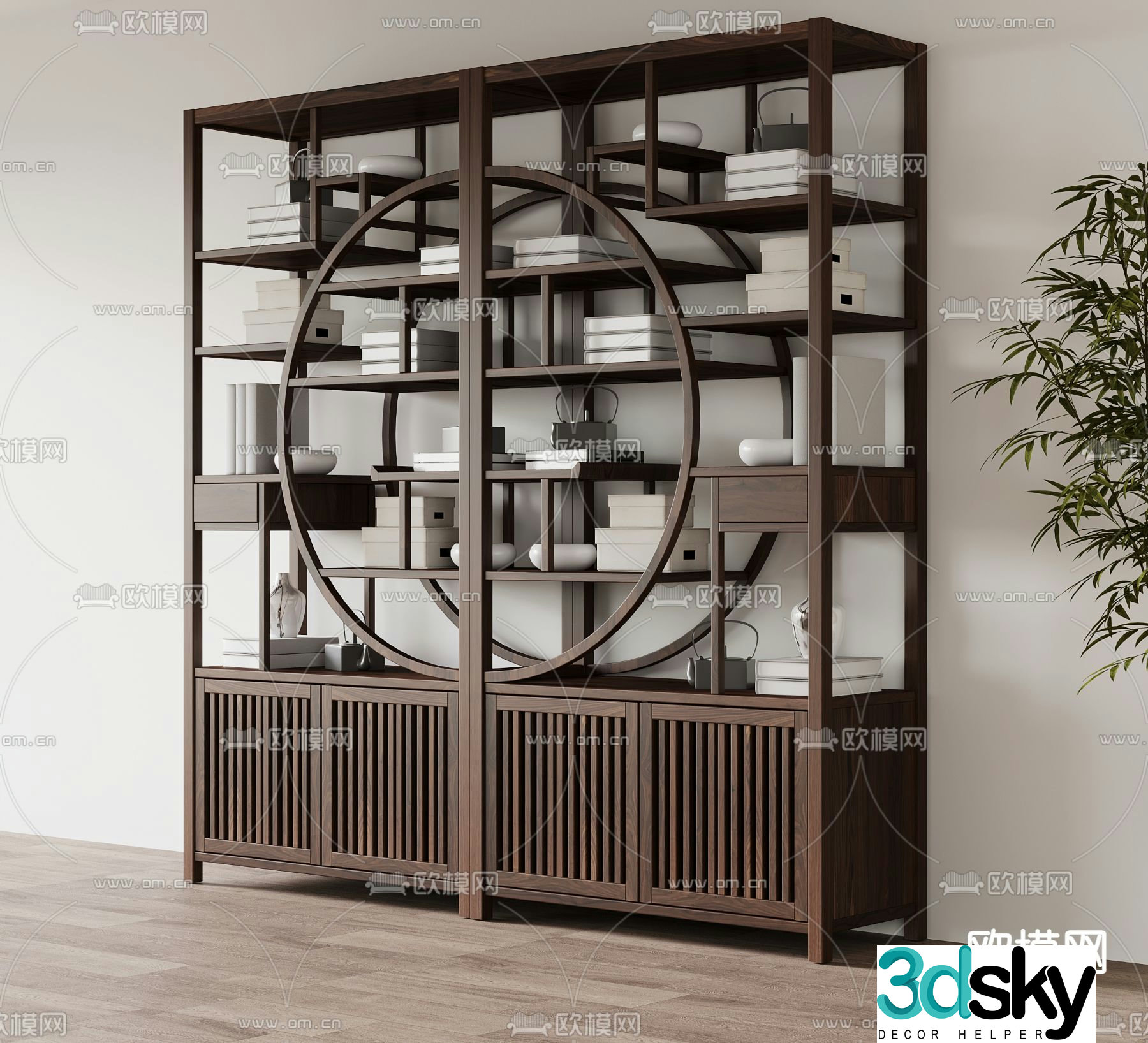 New Chinese style antique shelf storage rack 3D model