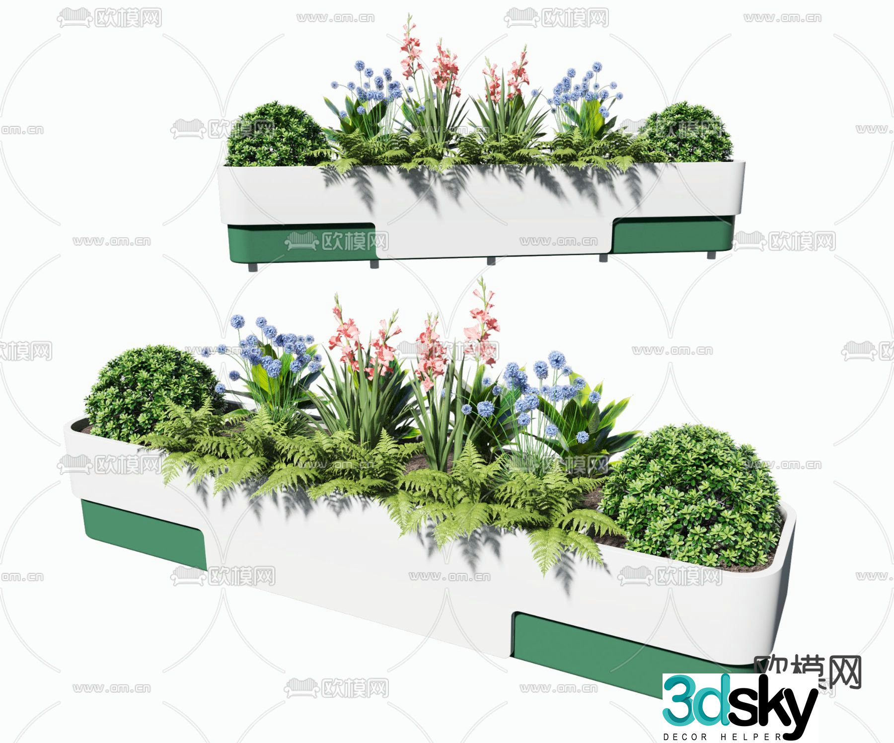 Outdoor flower box flower bed 3d model