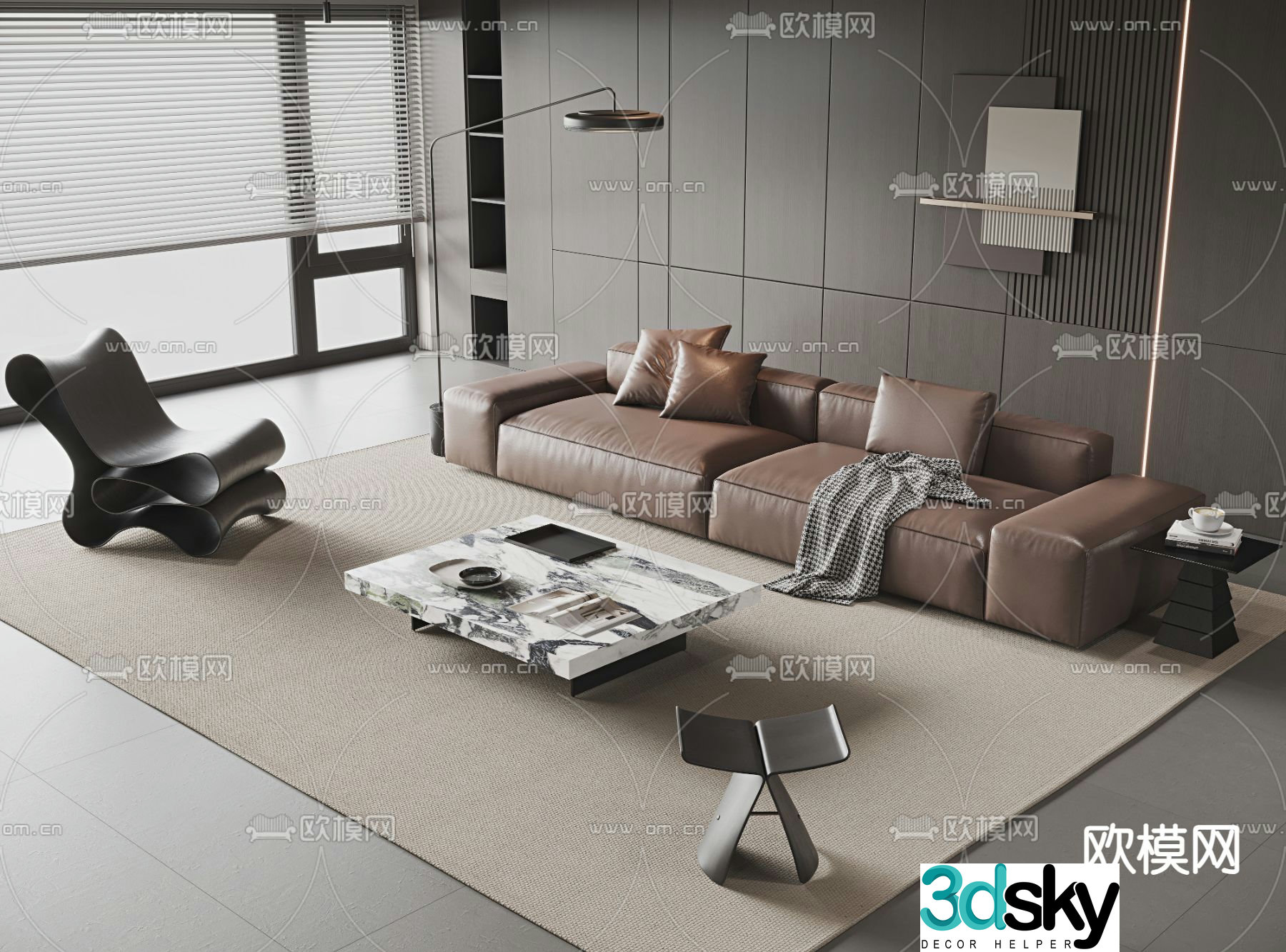 Modern modular sofa upholstered sofa 3d model