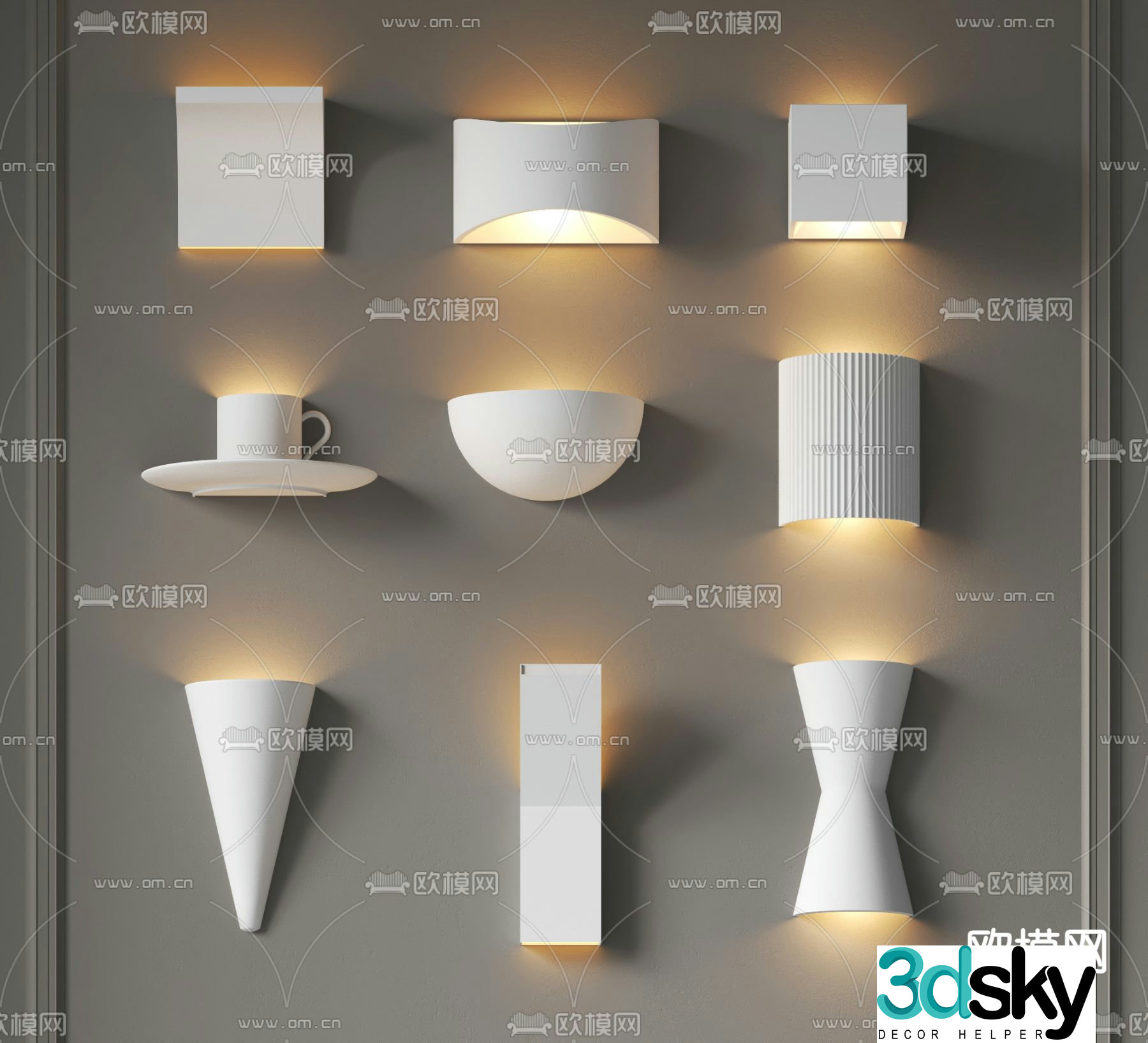 Wabi-sabi wall lamp simple wall lamp plaster wall lamp 3d model