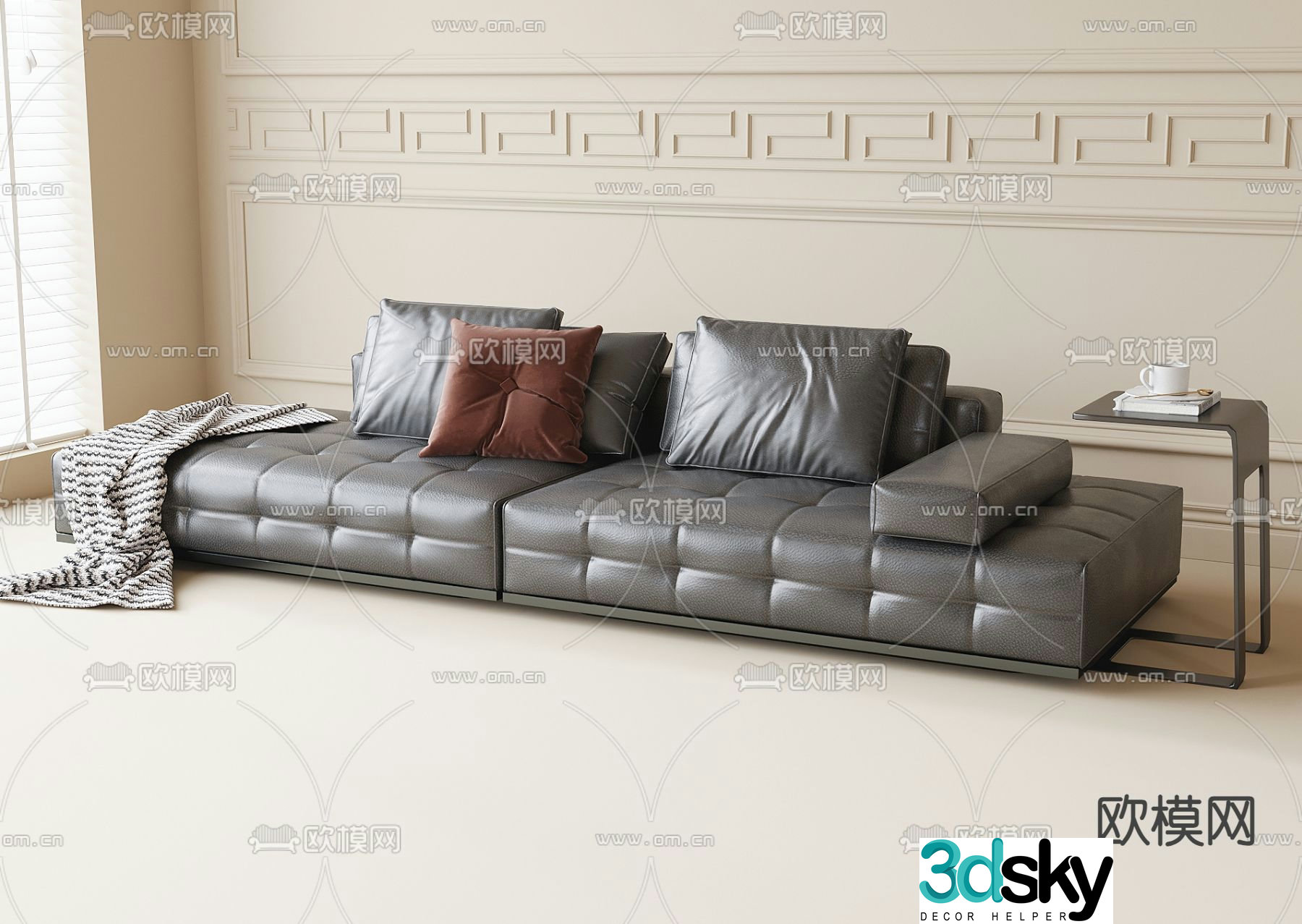 Italian sofa leather sofa 3d model