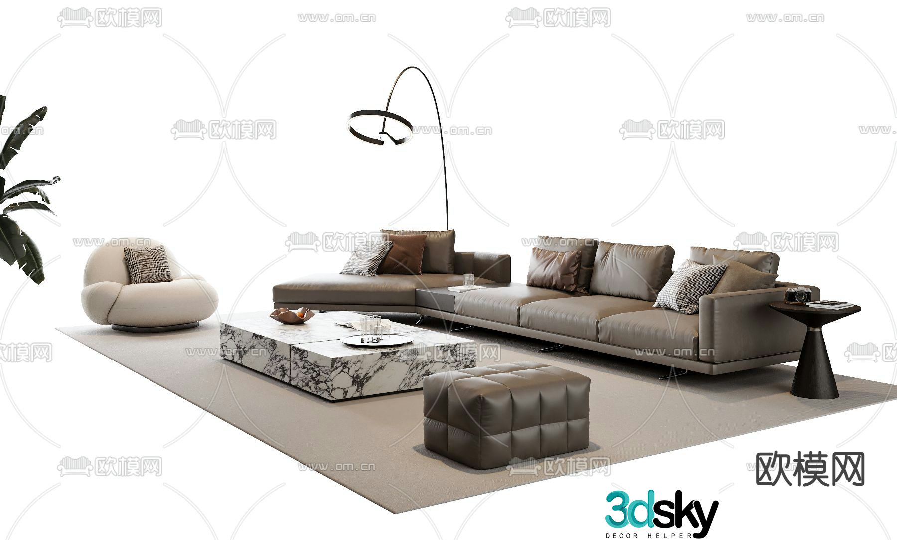 Italian sectional sofa 3d model