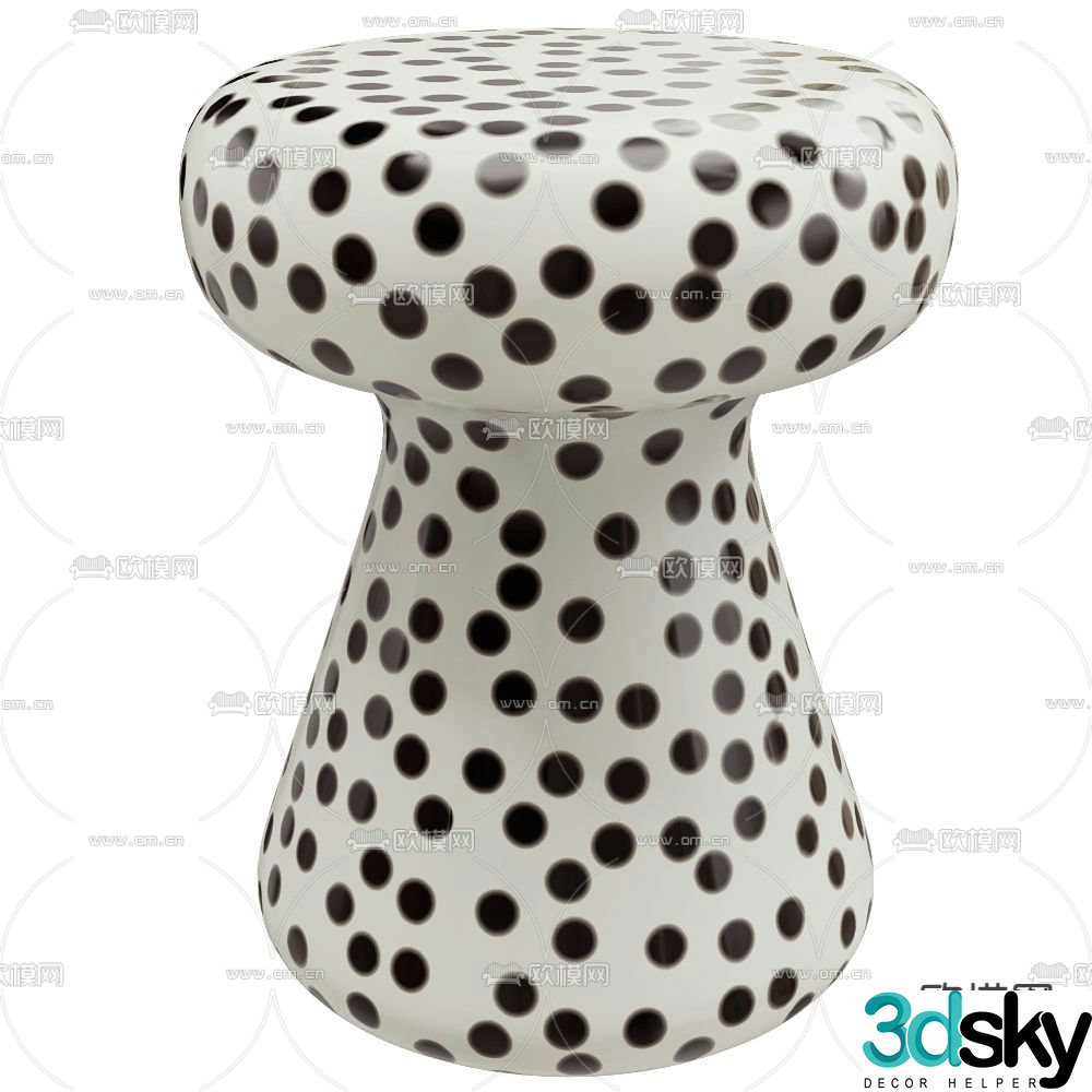 Inout black and white stool round stool low stool 3d model