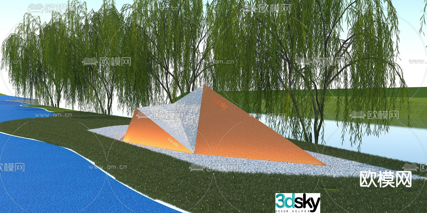 Weathering board sculpture landscape sculpture 3d model