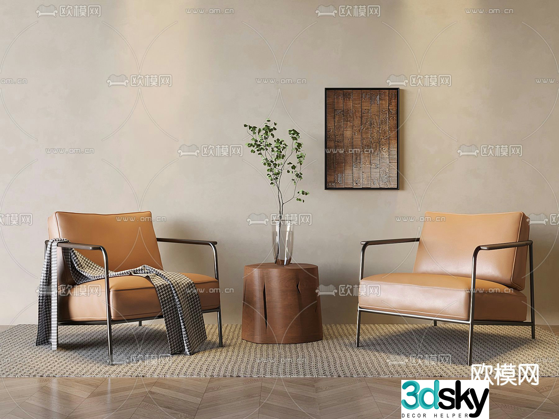 Italian style chair leisure chair 3d model