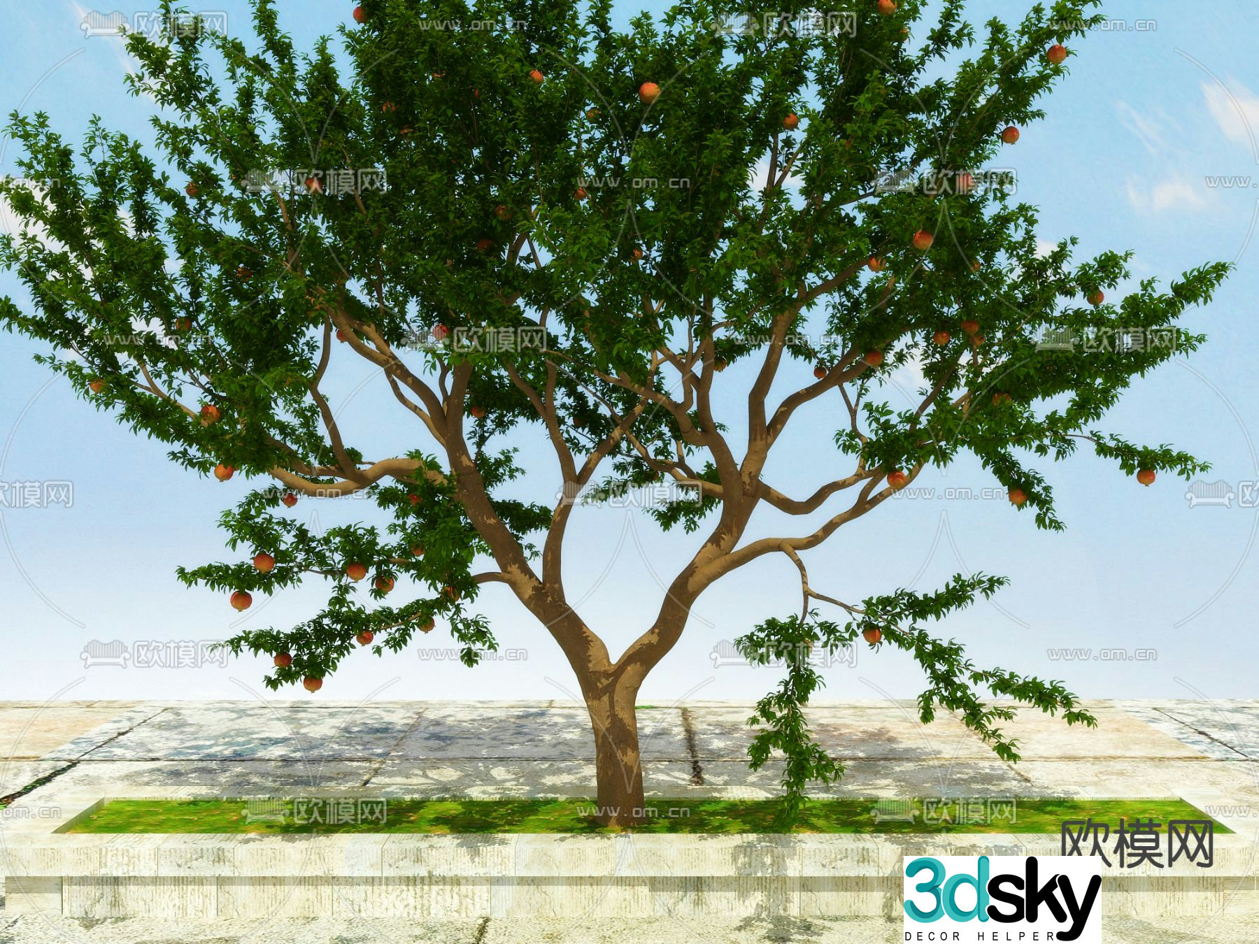 Landscape tree Big tree Fruit tree 3d model