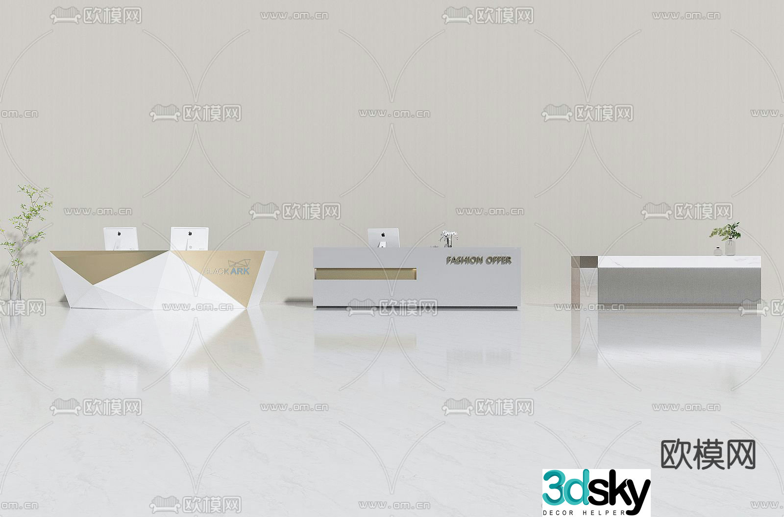 modern reception desk front desk service desk 3d model
