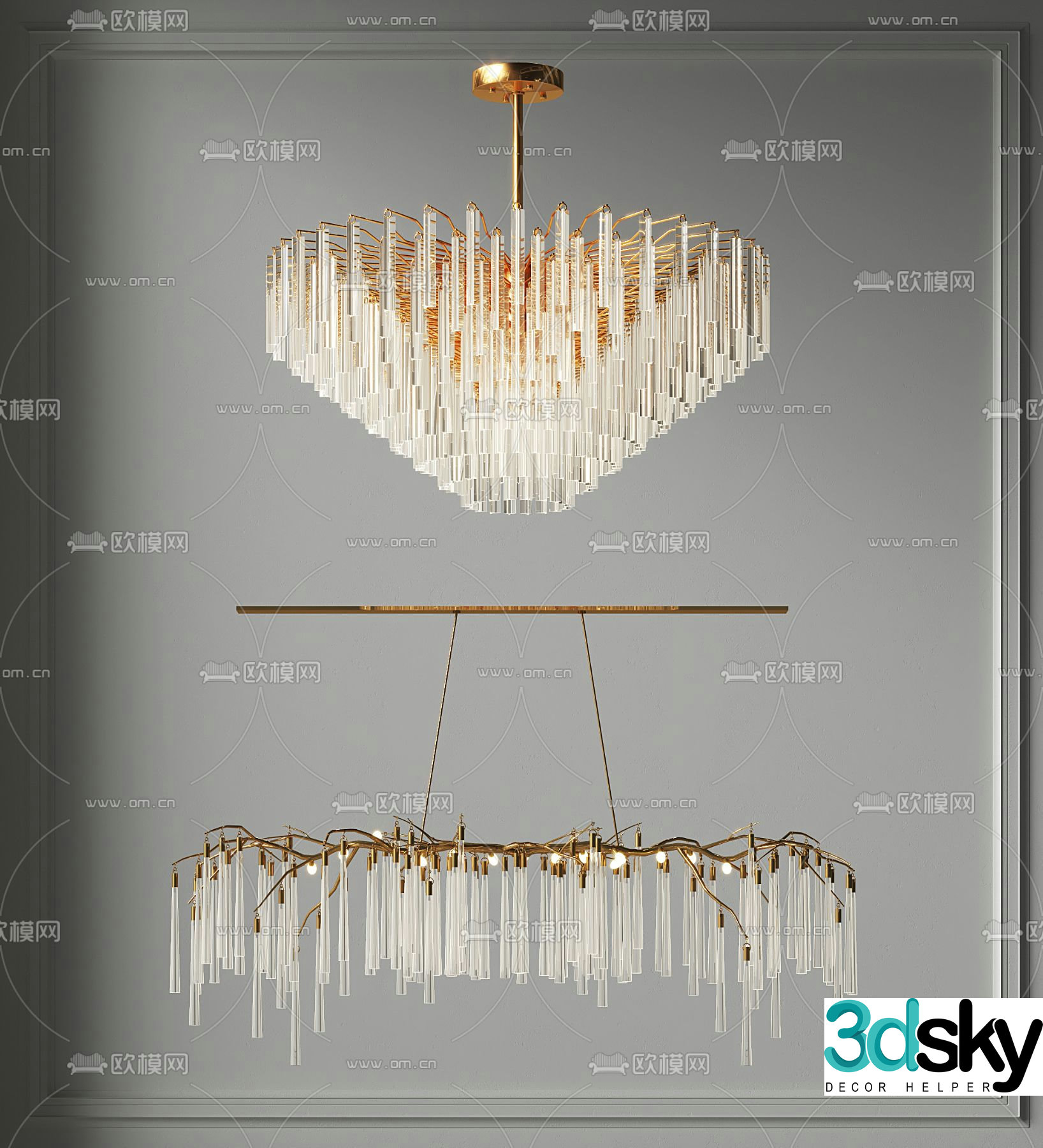 Light luxury chandeliers ring chandeliers 3D model