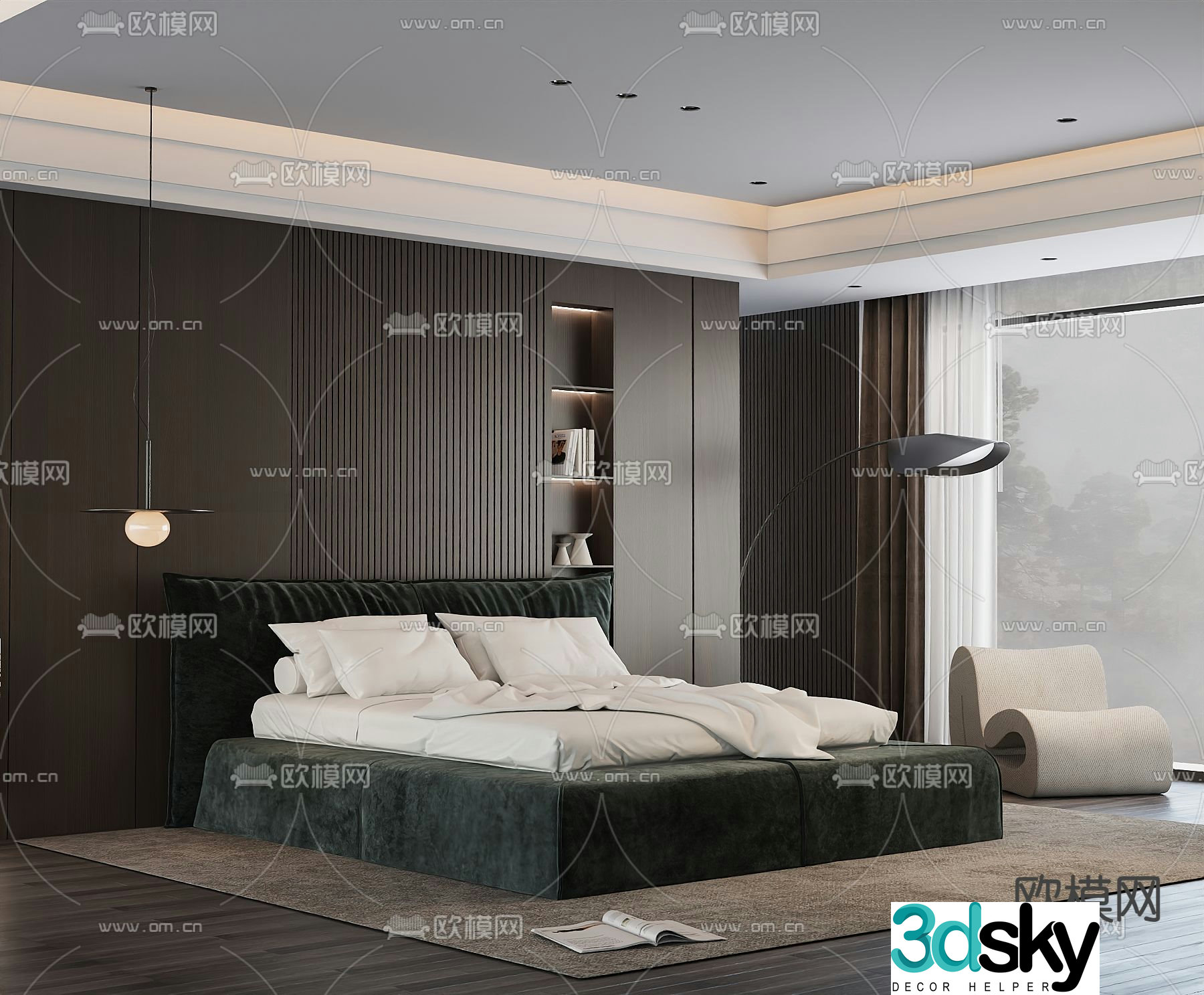 Italian double bed 3d model