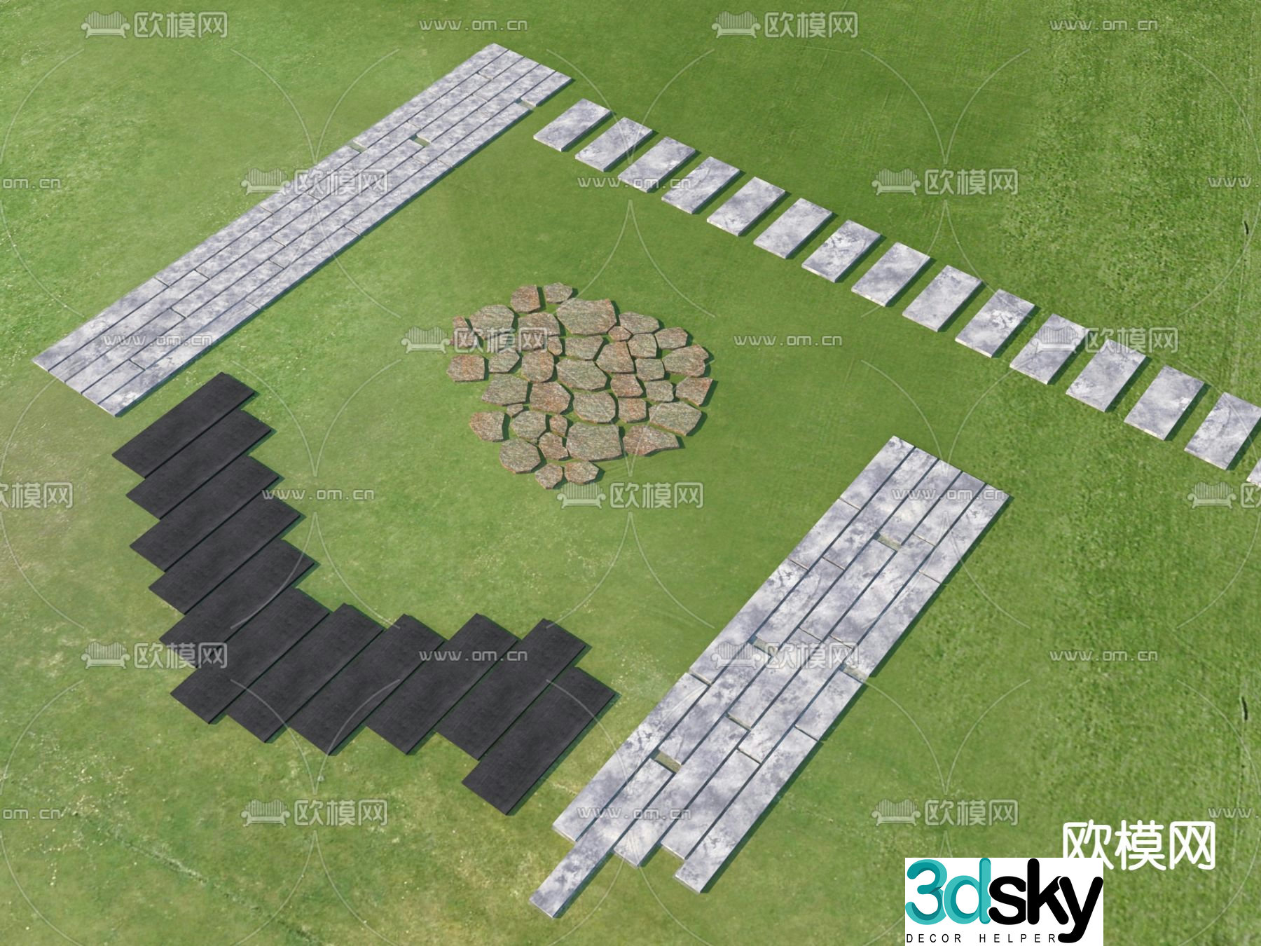 Landscape Garden Road Park Tingbu 3D model