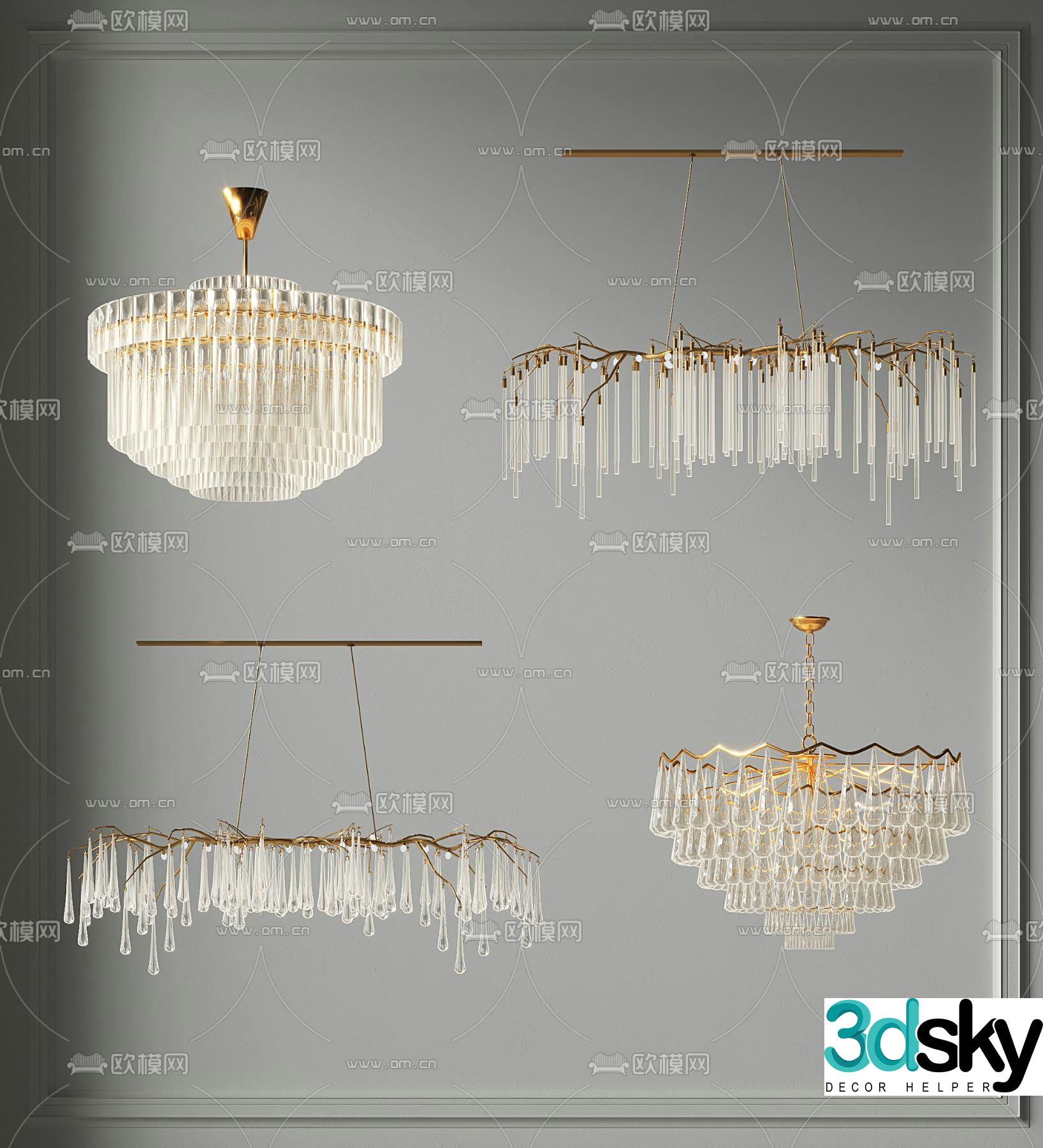 Light luxury chandelier ring chandelier 3d model