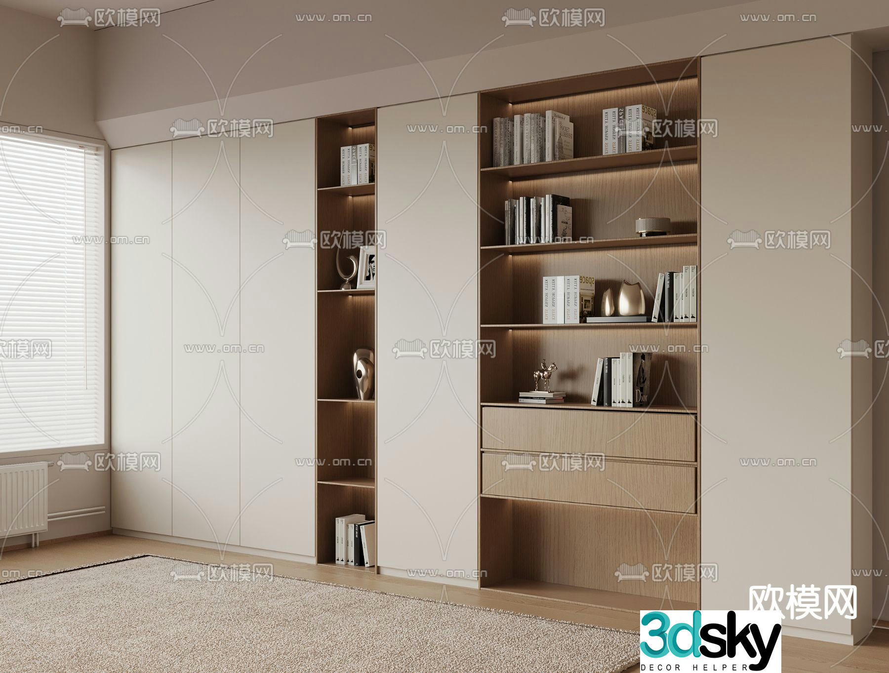 Modern bookcase display cabinet 3d model