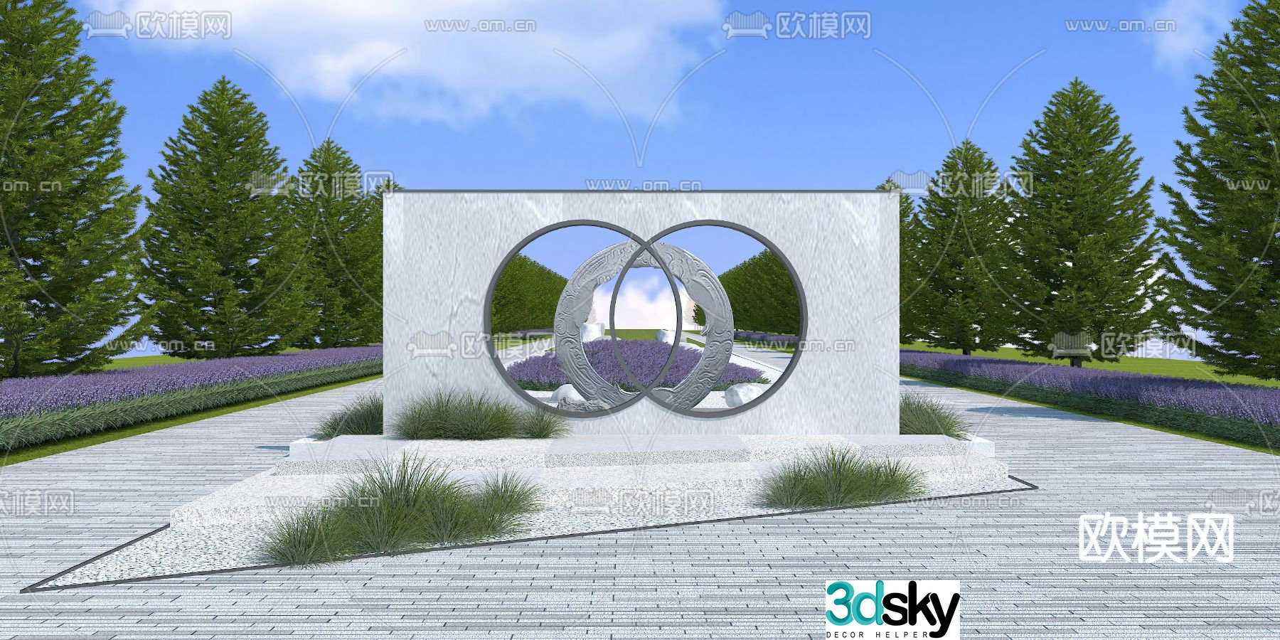 Garden landscape wall park landscape wall 3d model