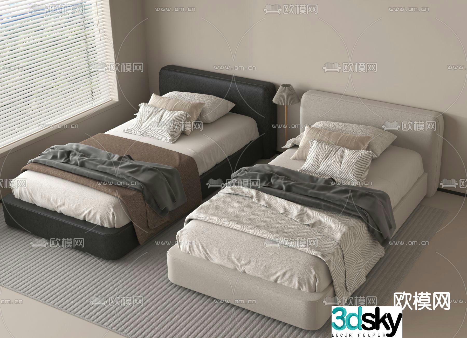 Modern double bed 3d model