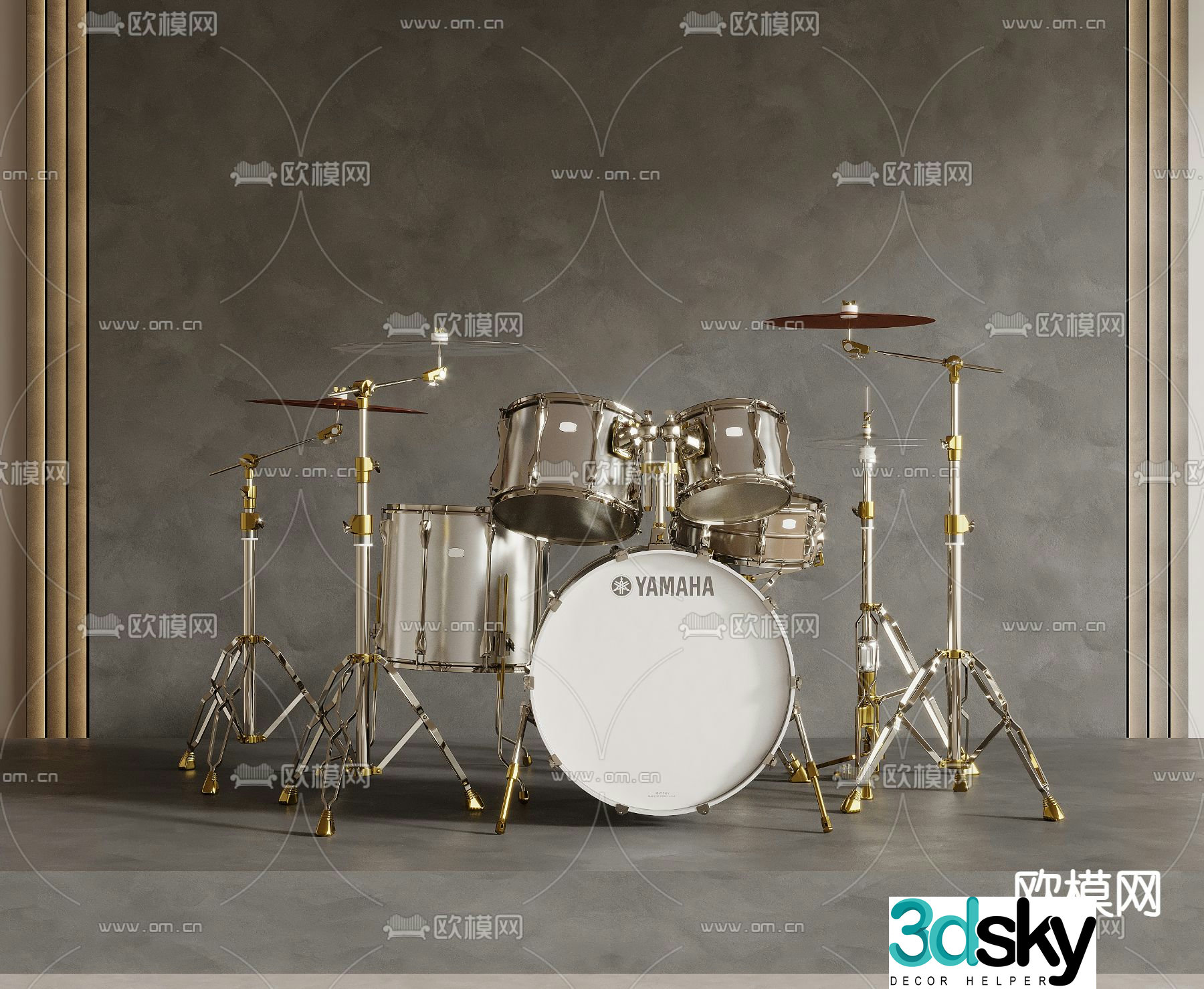 Percussion drum set 3d model